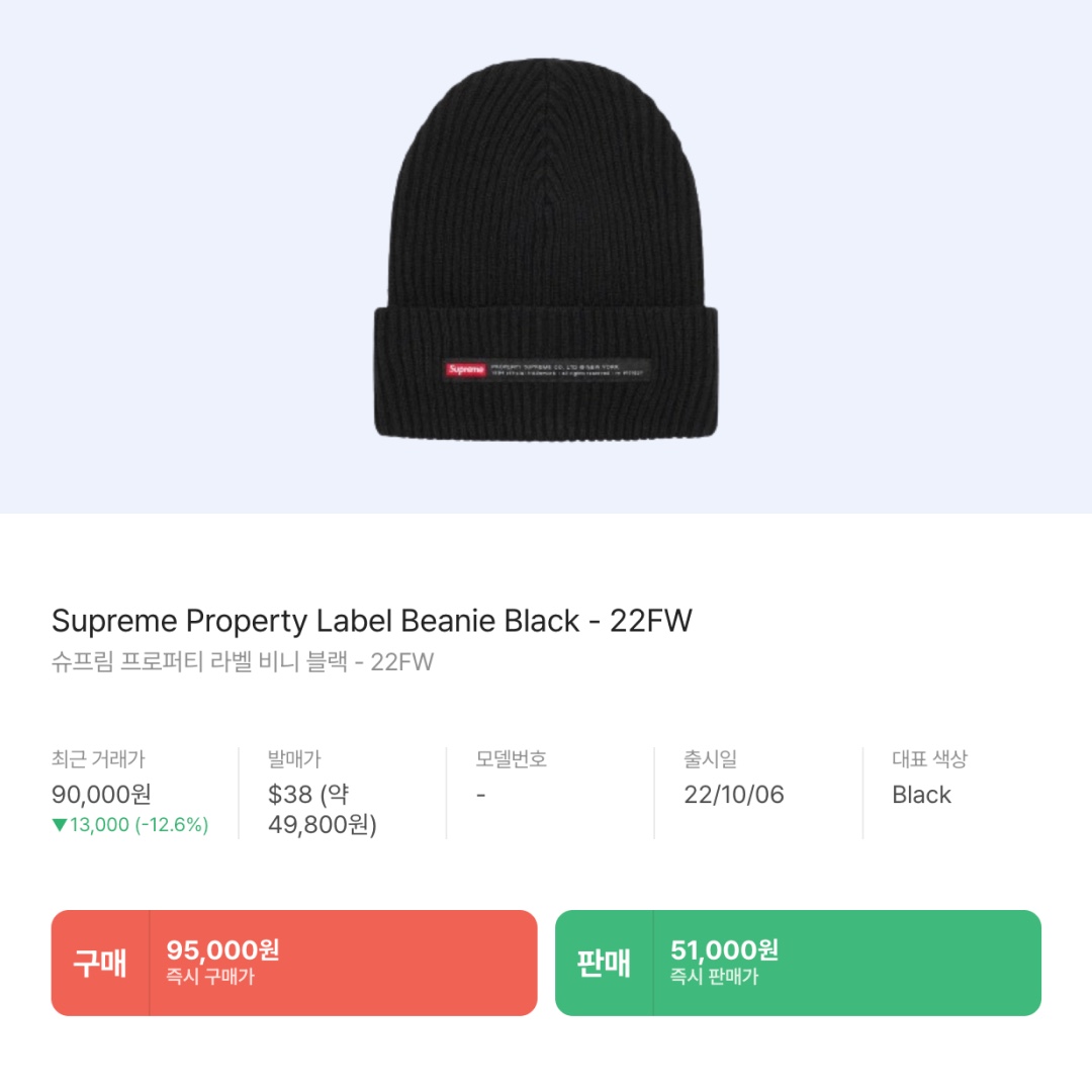 Supreme Property Label Beanie Black - 22FW 착용 스타일 - 2