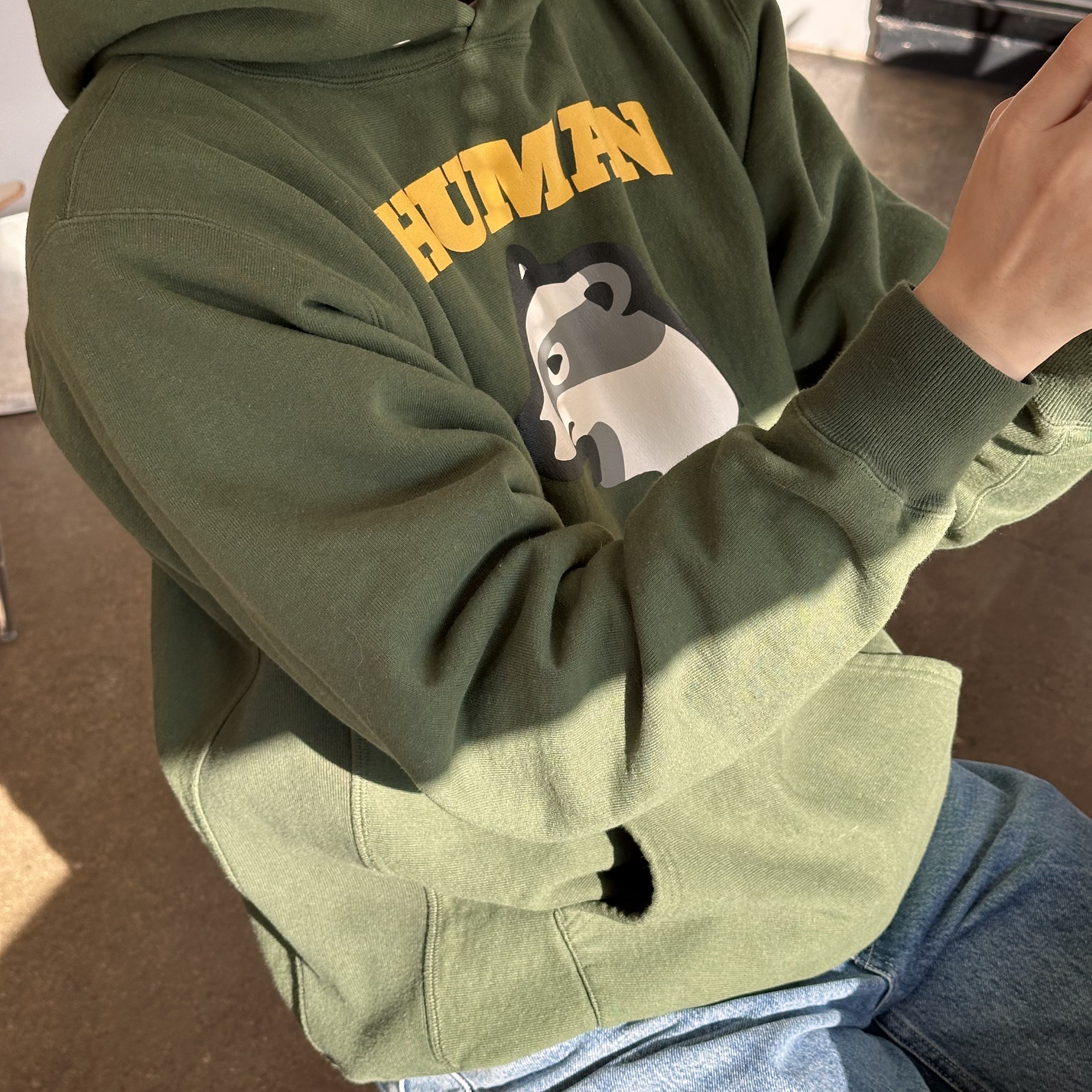 Human Made Heavy Weight Hoodie #1 Green 착용 스타일