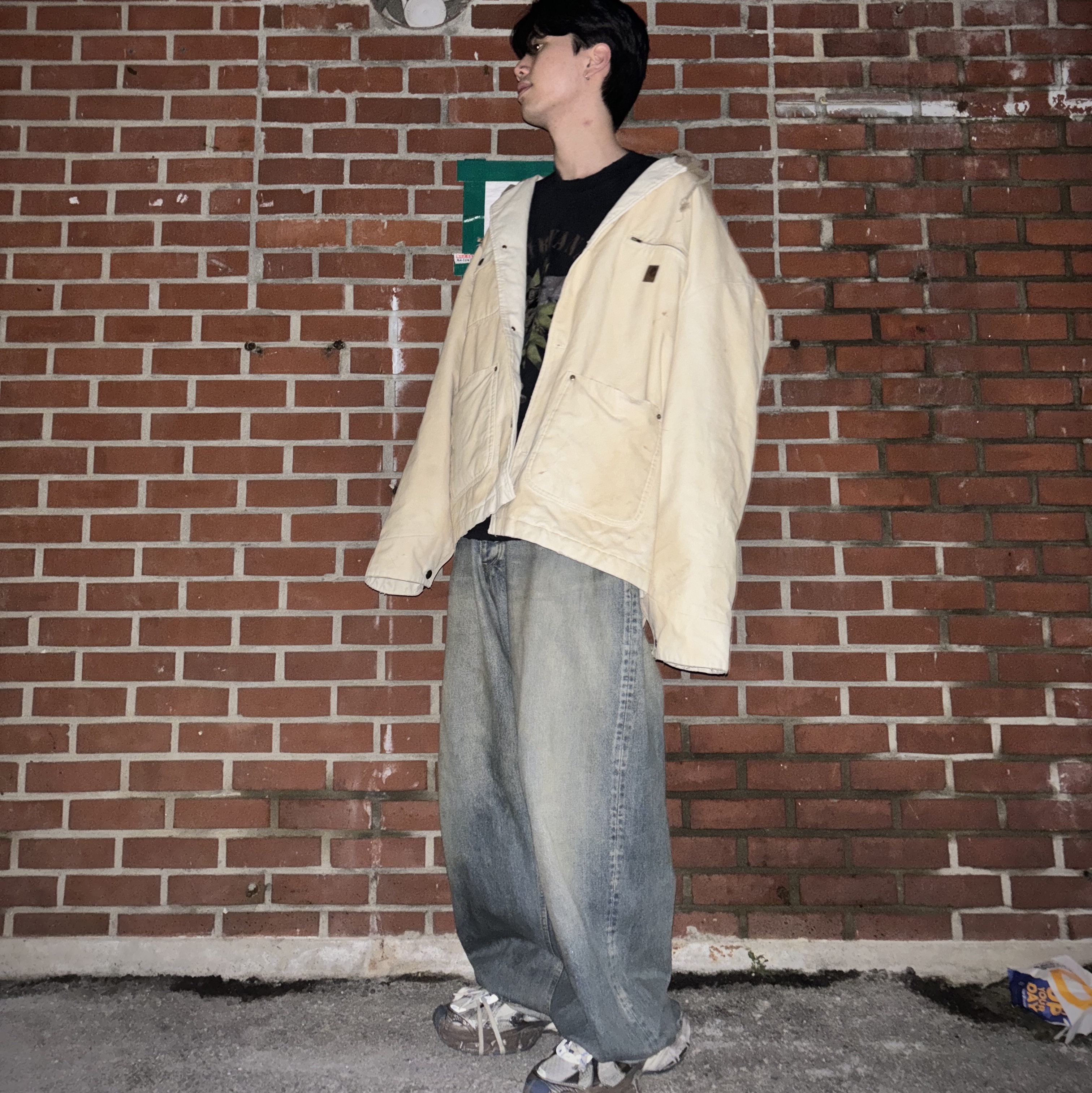 Project G/R Oversized Chore Work Jacket Beige, Balenciaga 3XL Sneakers Worn Out Grey White Blue 착용 스타일 - 2