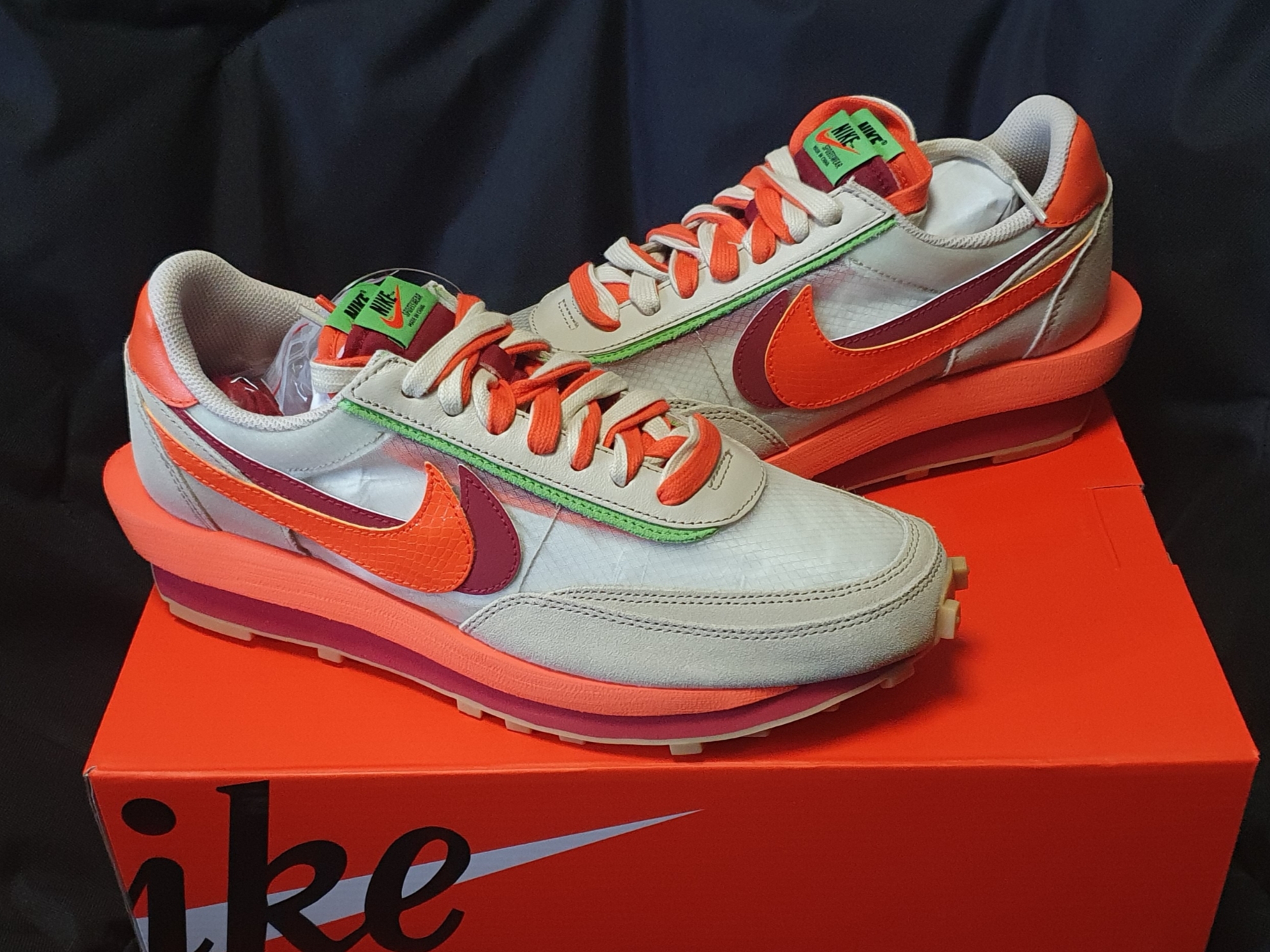Nike x Sacai x Clot LDWaffle Orange Blaze 착용 스타일 - 1