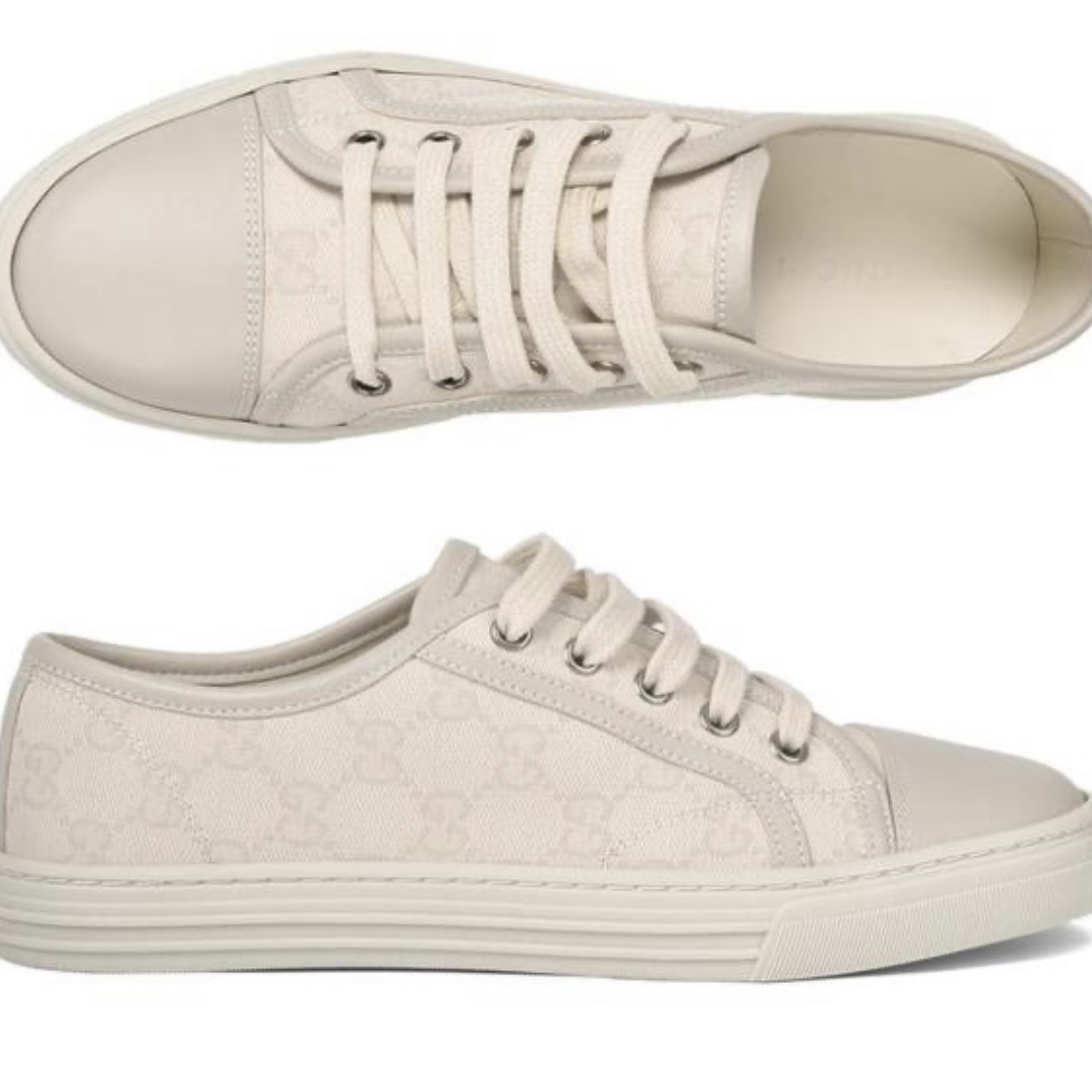 (W) Gucci GG Low Cotton Washed White 착용 스타일 - 2