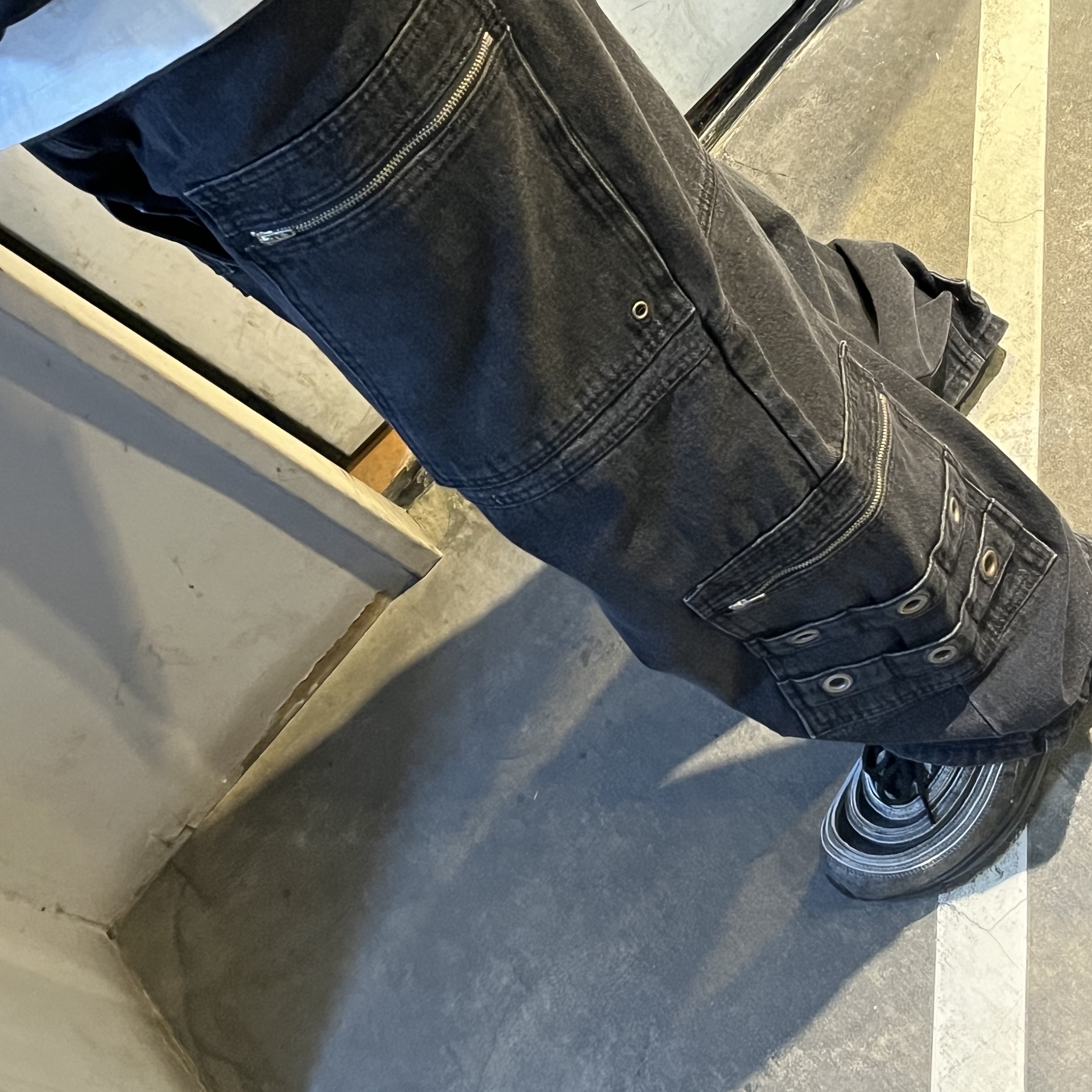 Project G/R Flight Denim Pants Black, Nike x Comme des Garcons Air Max 97 Black 착용 스타일