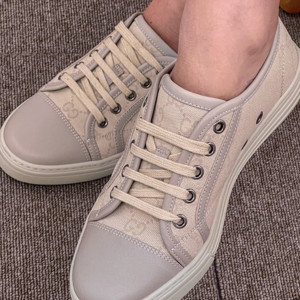 (W) Gucci GG Low Cotton Washed White 착용 스타일 - 1