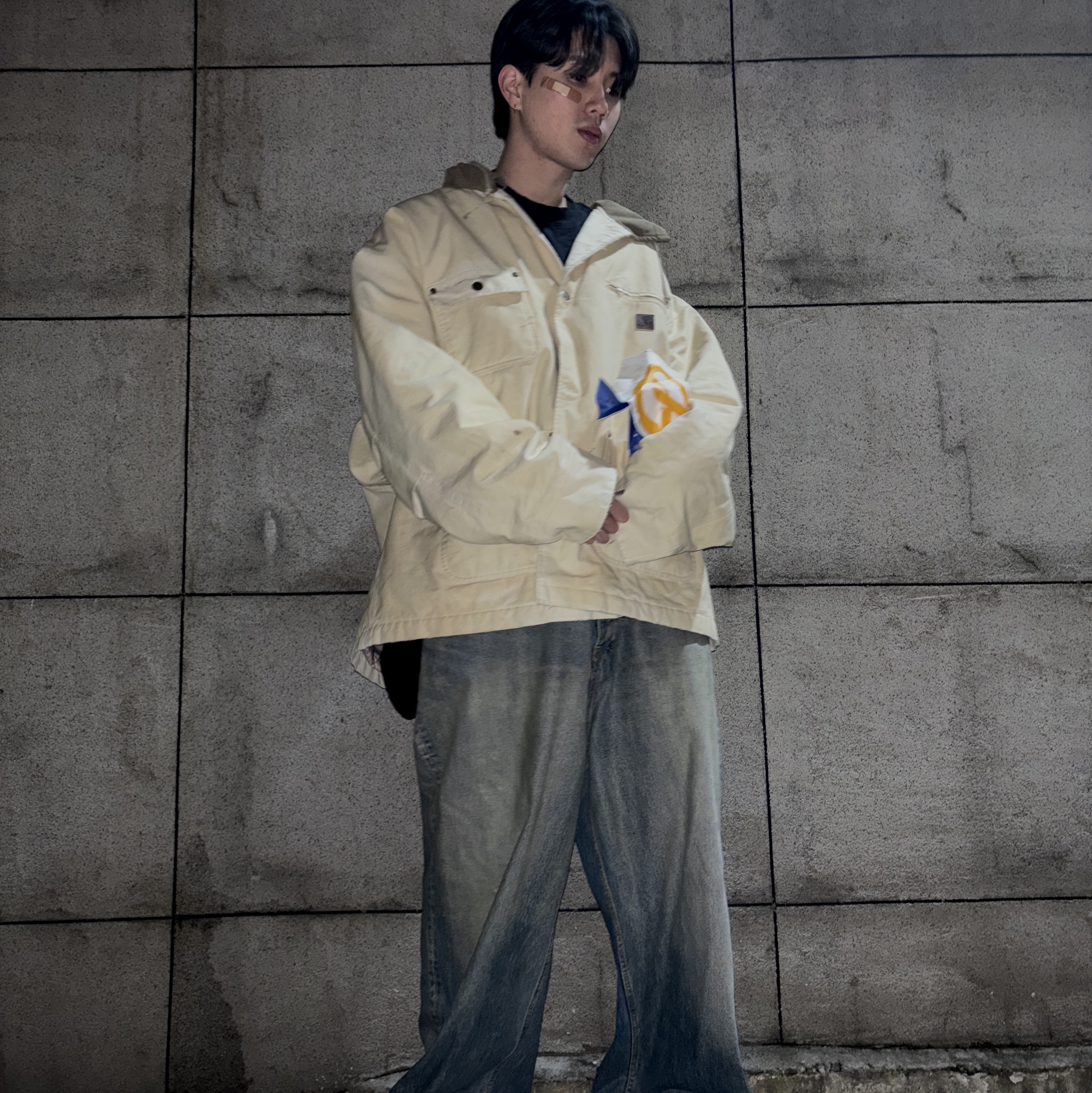 Project G/R Oversized Chore Work Jacket Beige, Balenciaga 3XL Sneakers Worn Out Grey White Blue 착용 스타일 - 10
