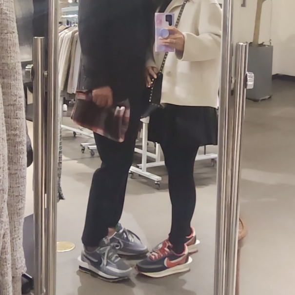 Nike x Sacai x Undercover LDWaffle Midnight Spruce University Red, Nike x Sacai x Clot LDWaffle Cool Grey 착용 스타일