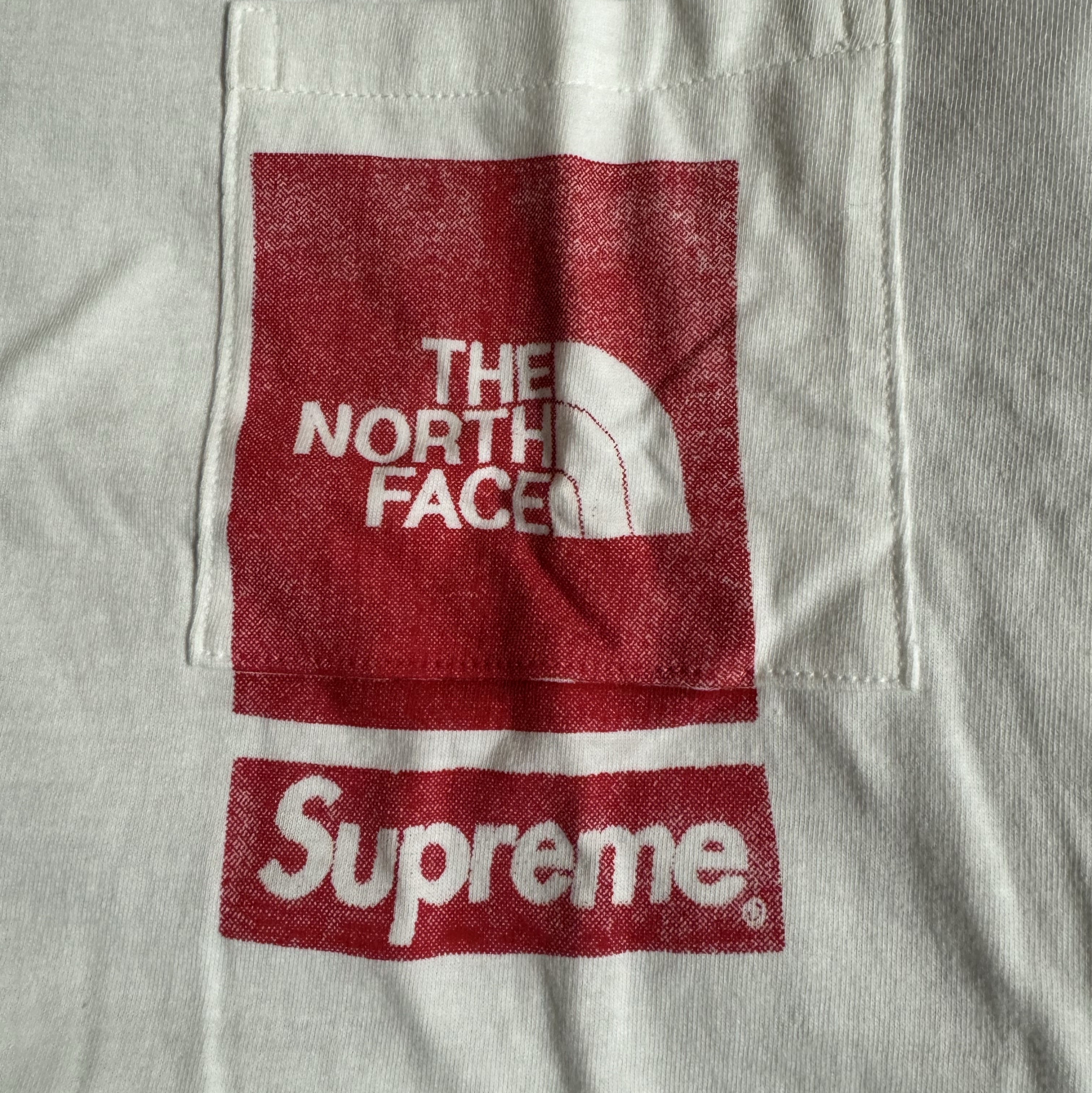 Supreme x The North Face Printed Pocket T-Shirt White - 23SS 착용 스타일