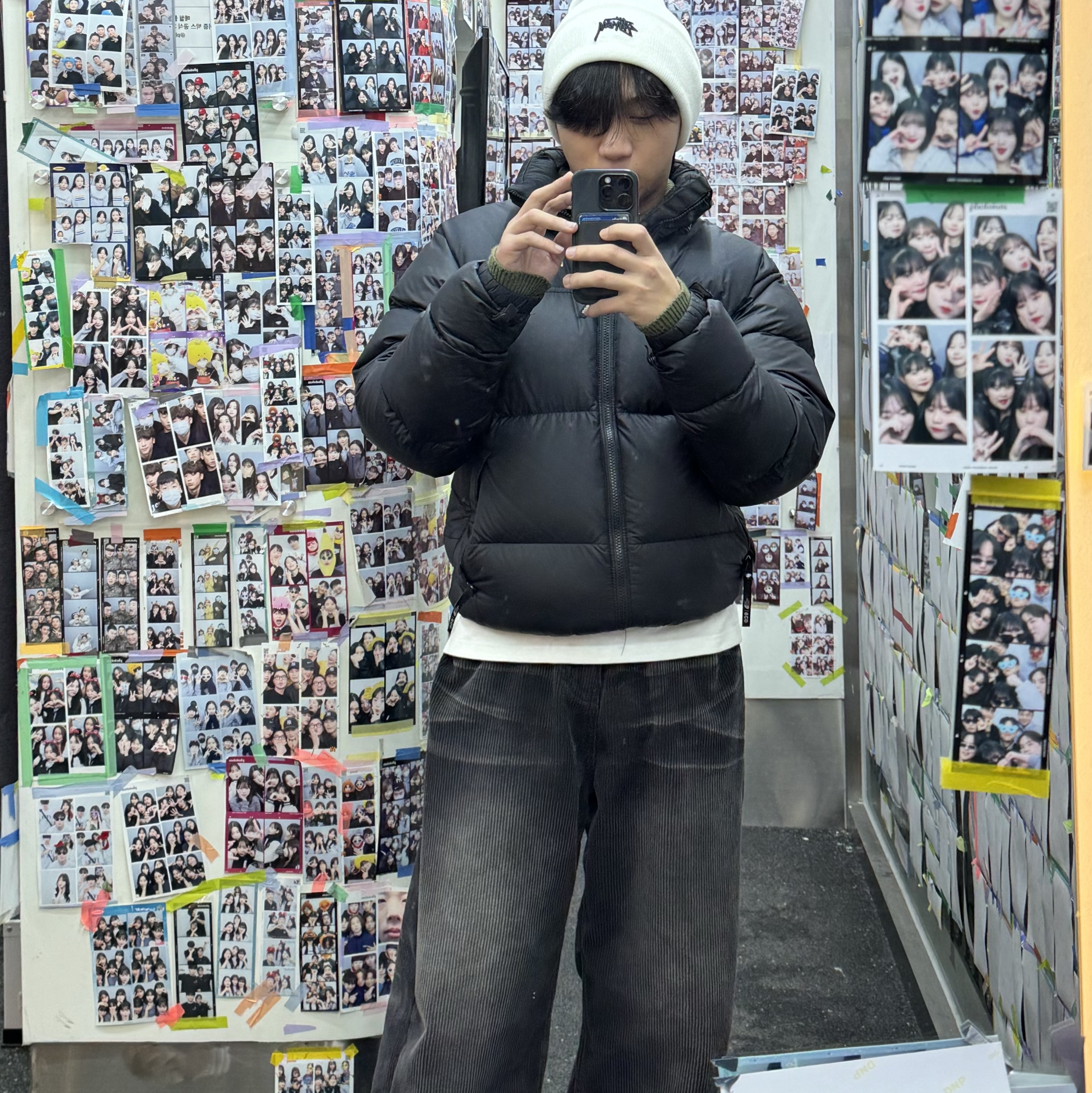 Nike x Stussy NRG Cuffed Beanie Summit White, The North Face 1996 Eco Nuptse Jacket Black 착용 스타일 - 2