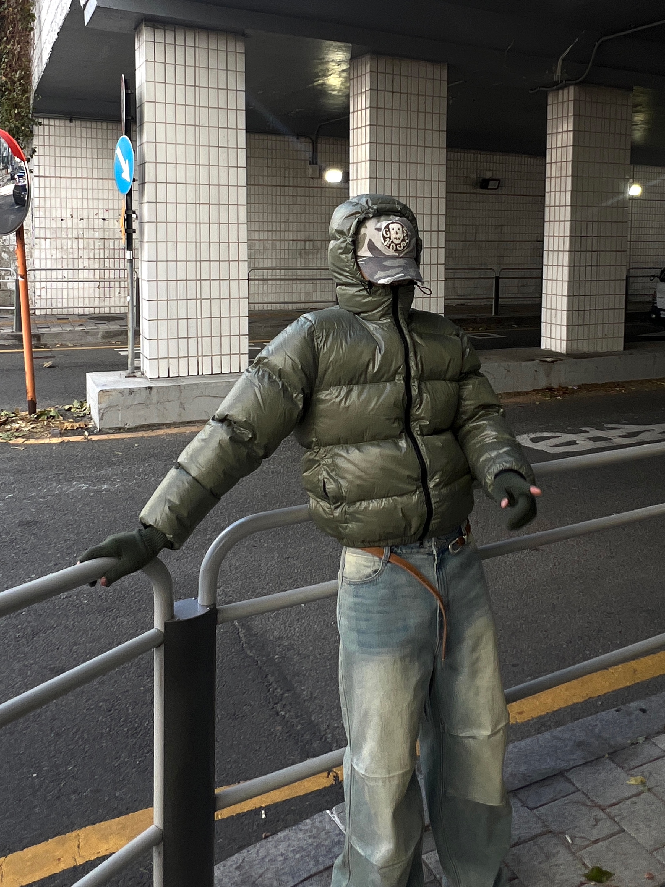 Our Legacy 2cm Belt on Hide Natural Hair, ETCE Ghost Cap Washed Camo 착용 스타일 - 2