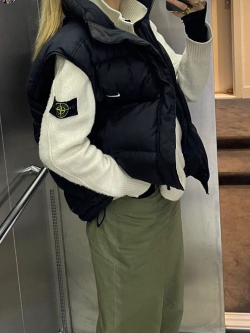 Stone Island 552C2 Wool Turtleneck Knit Natural White - 23FW 착용 스타일