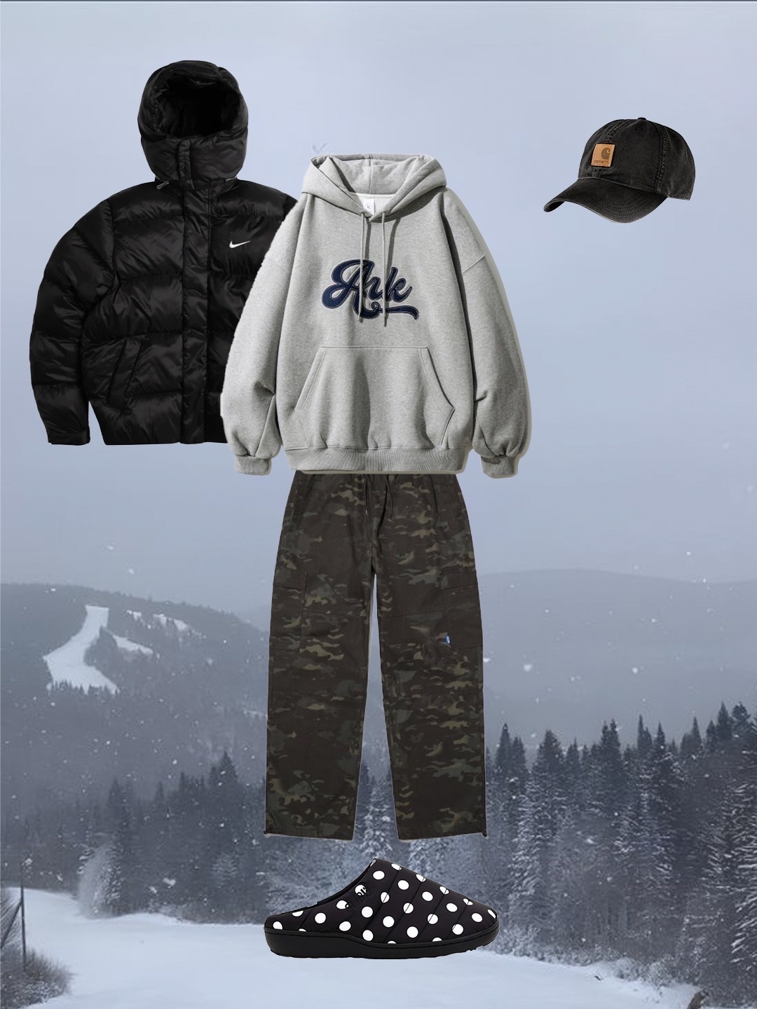 The North Face Nuptse Mule Black, The North Face Nuptse On Ball Vest Real Black 착용 스타일 - 4