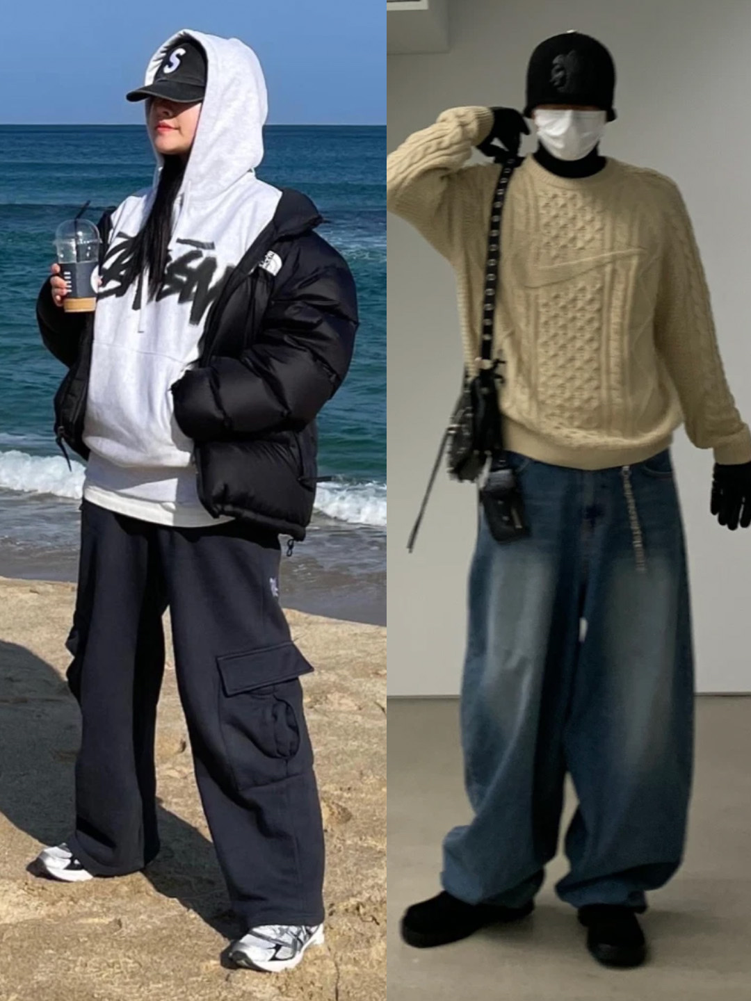 Mischief Rhombus Long Sleeve Sky Blue, Stussy Dizzy Stock Hoodie Ash Heather 착용 스타일 - 2
