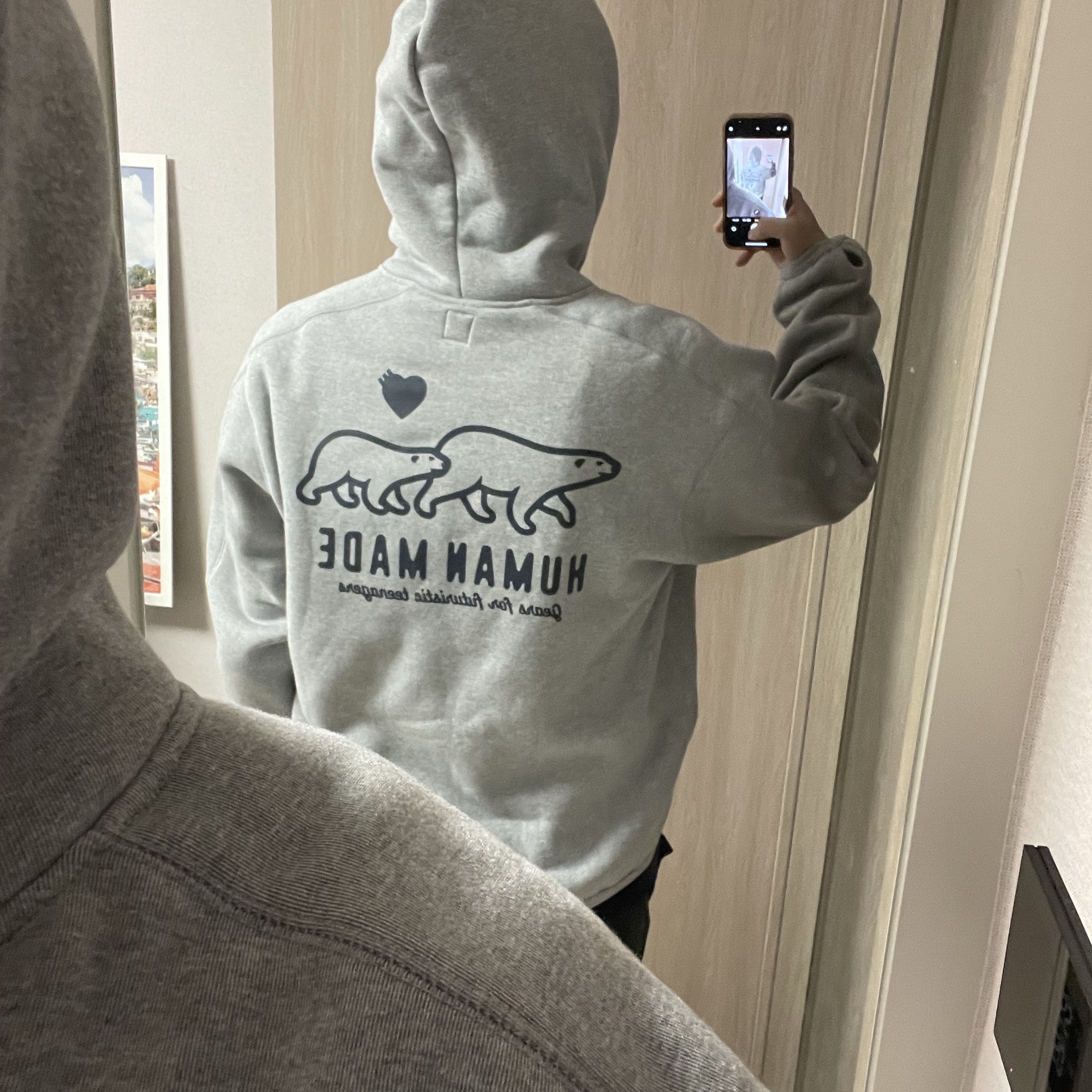 Human Made Fleece Sweat Zip Hoodie Gray 착용 스타일 - 1