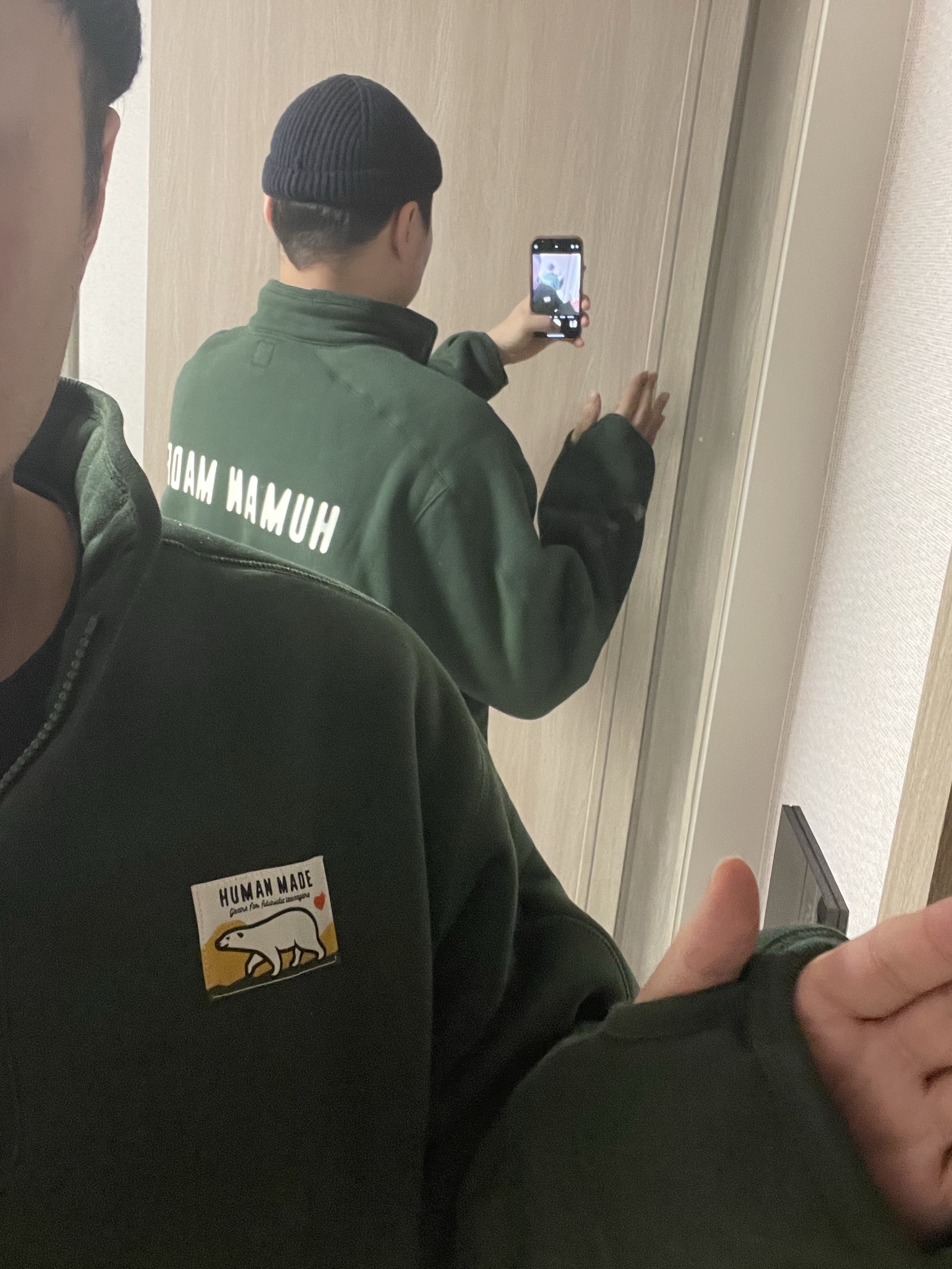 Human Made Fleece Sweat Half Zip Pullover Green 착용 스타일 - 1