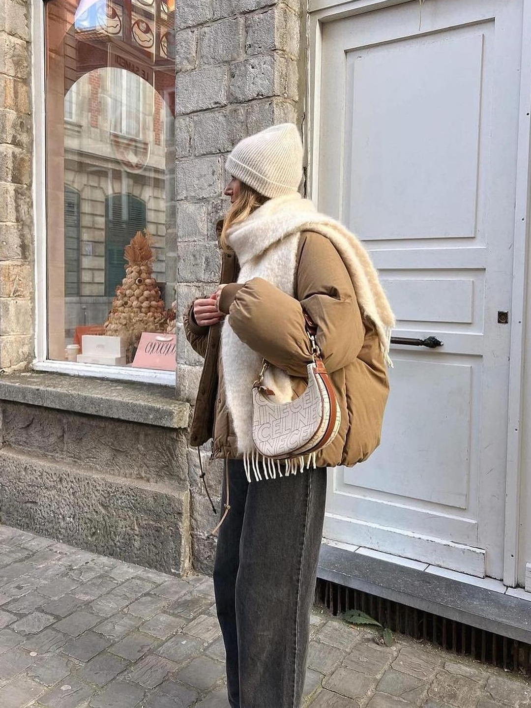 Polene Cyme Camel, (W) COS Double-Faced Cropped Hybrid Jacket Light Brown 착용 스타일 - 5
