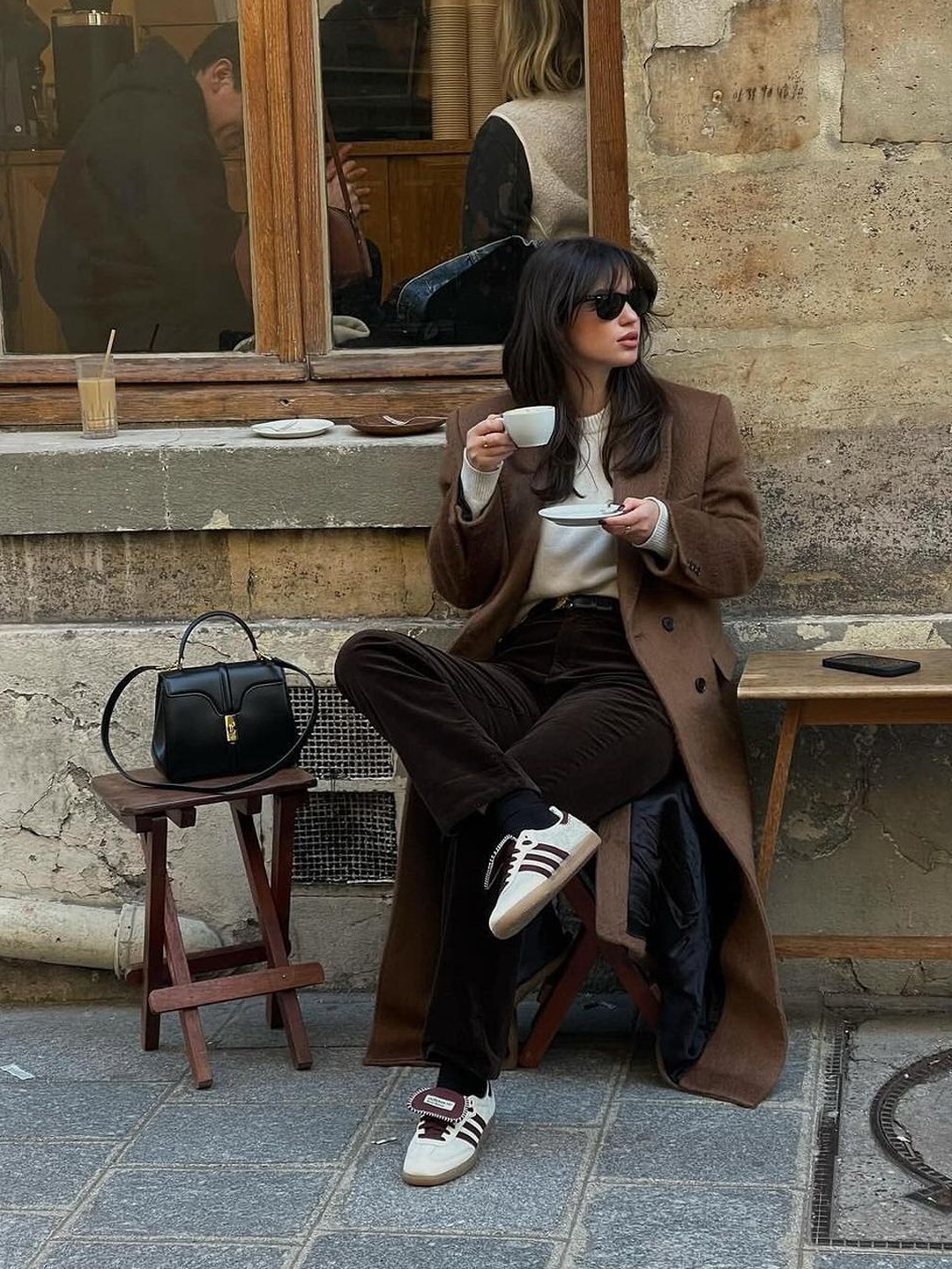Polene Cyme Camel, (W) COS Double-Faced Cropped Hybrid Jacket Light Brown 착용 스타일 - 4