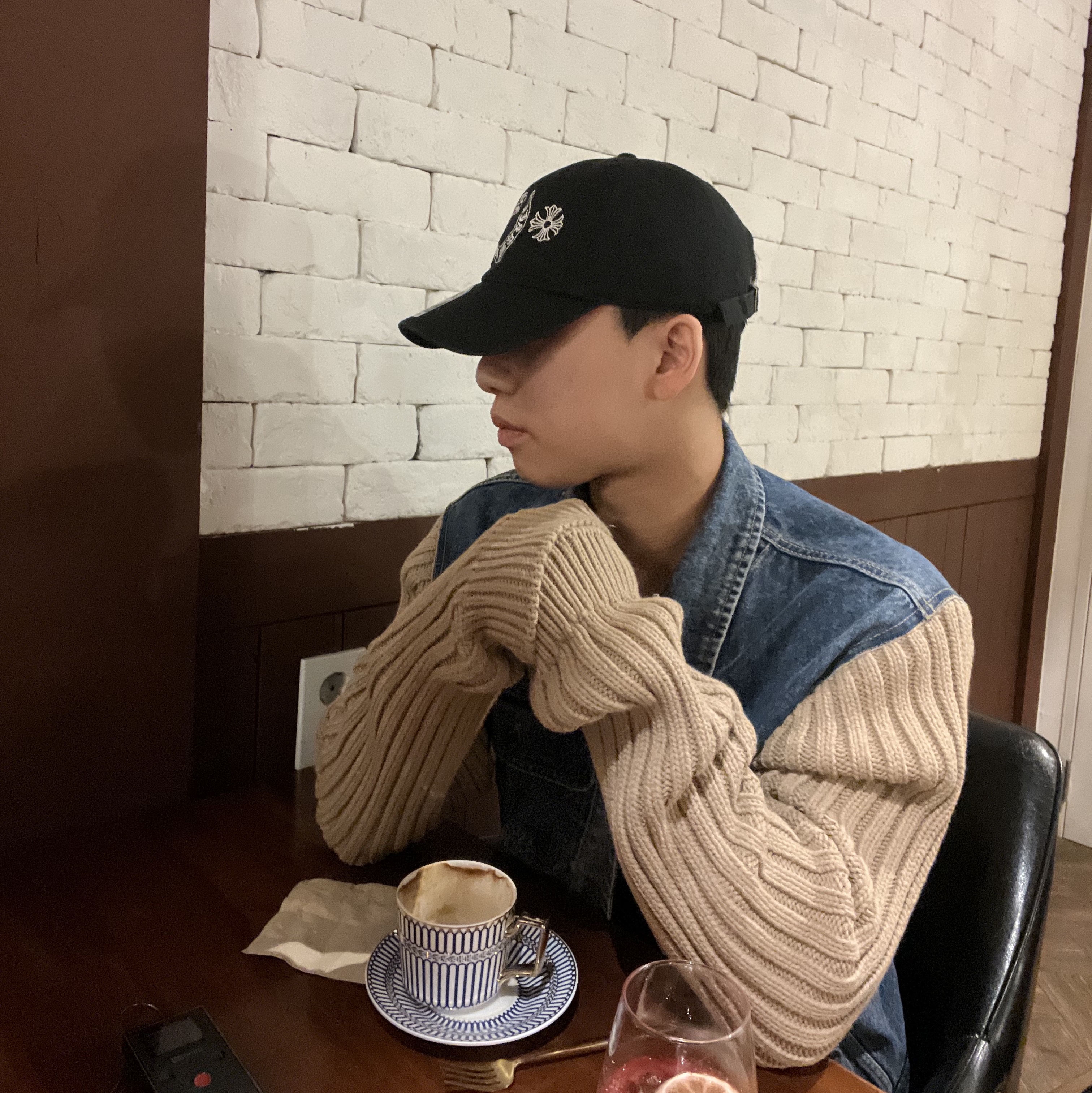 Diesel K-Layton W Knit and Denim Trucker Jacket Blue Brown 착용 스타일 - 2