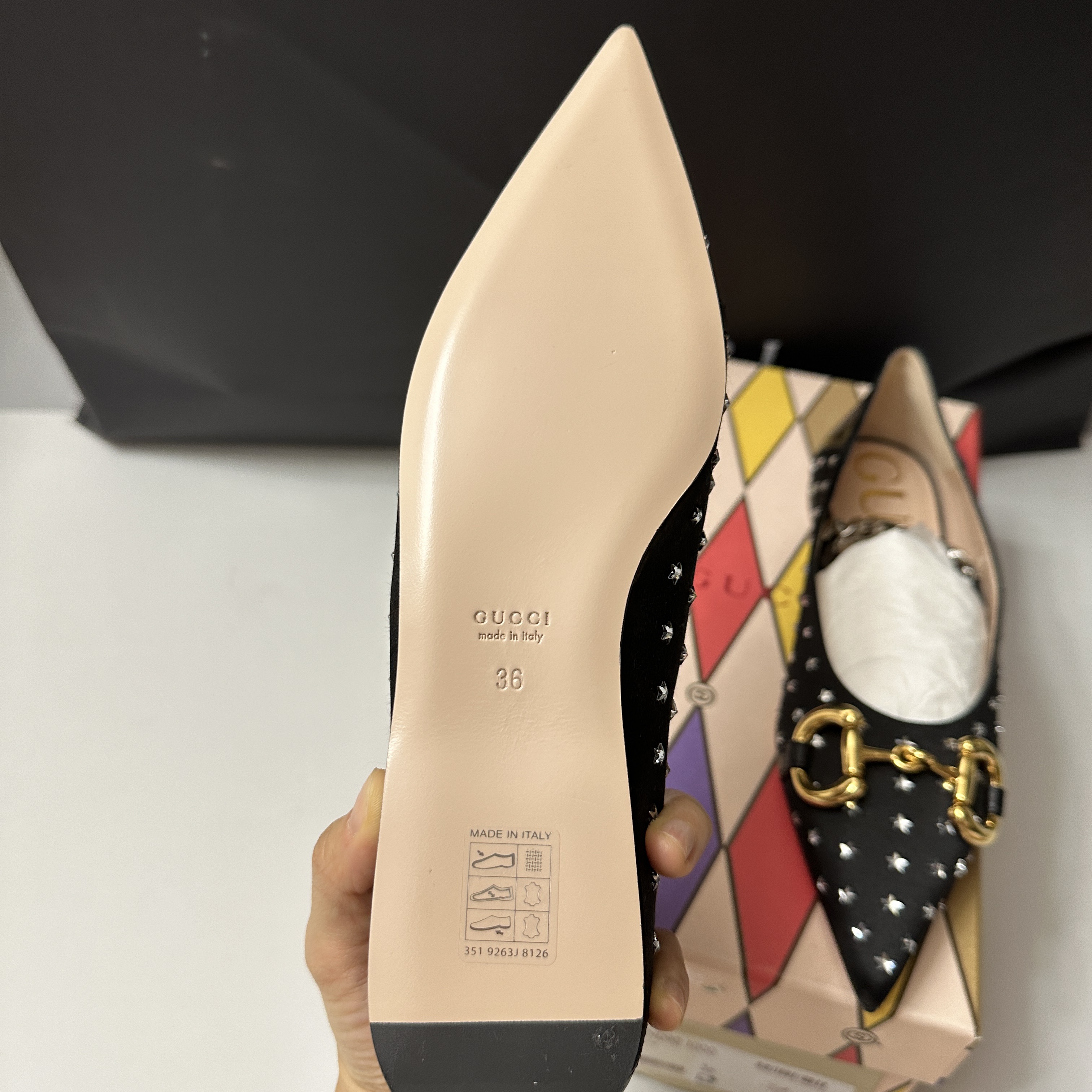 (W) Gucci Lovelight Ballet Flat with Horsebit Black 착용 스타일 - 3