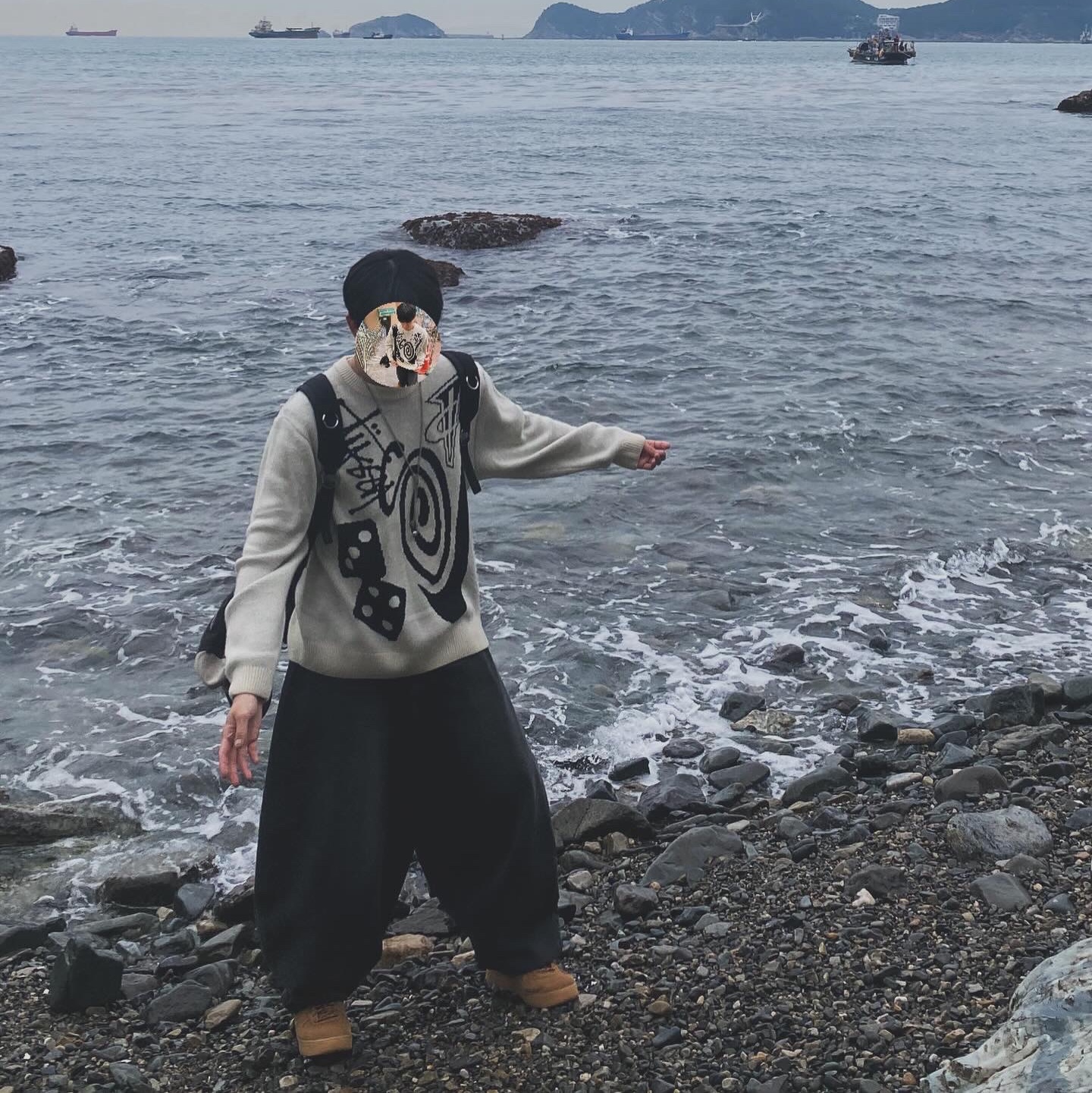 Nike x Stussy NRG LS Knit Sweater Fossil (DR2893-238), Nike Air Force 1 '07 WB Flax 착용 스타일 - 1