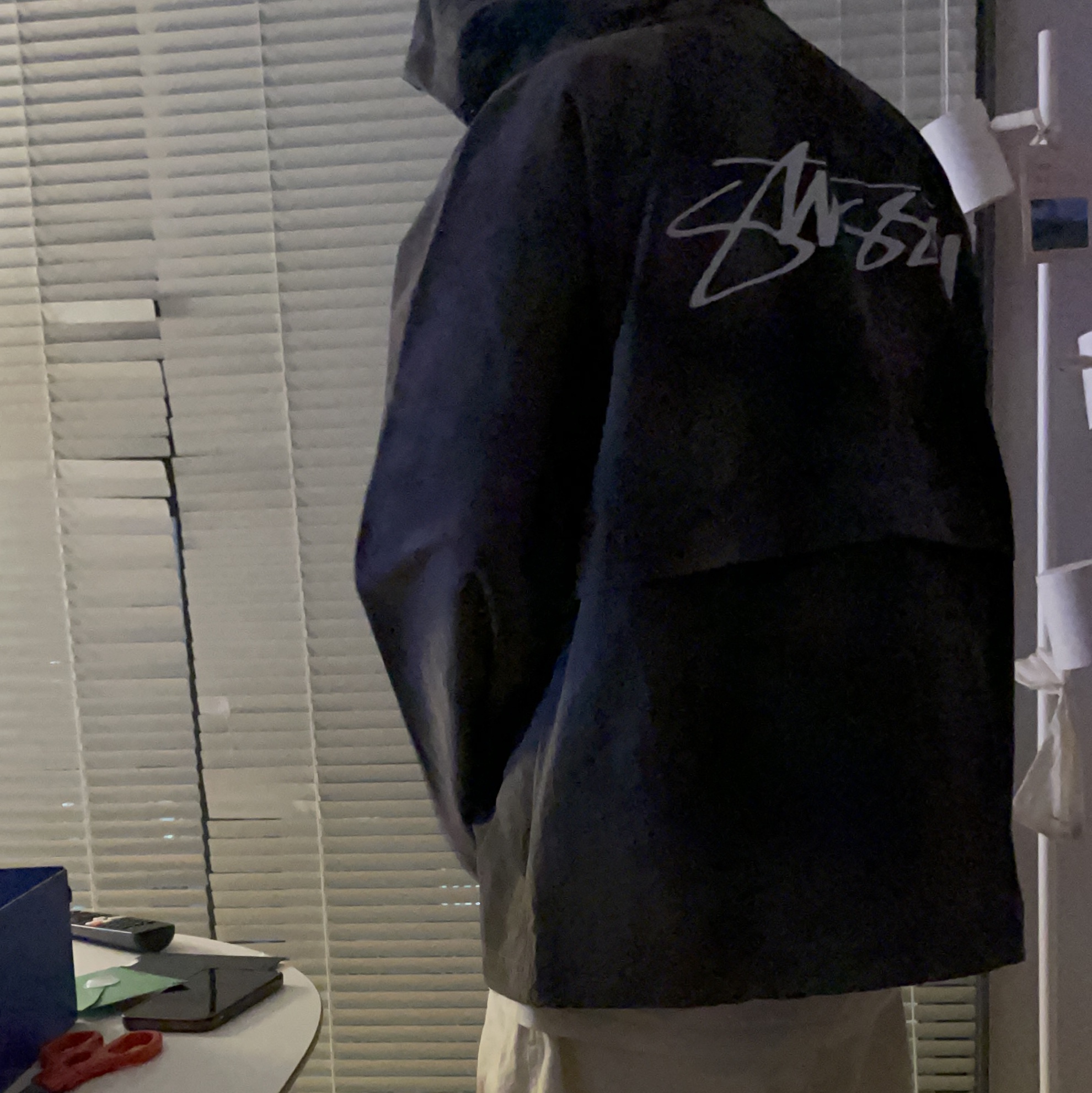 Stussy Wave Dye Beach Shell Jacket Black 착용 스타일