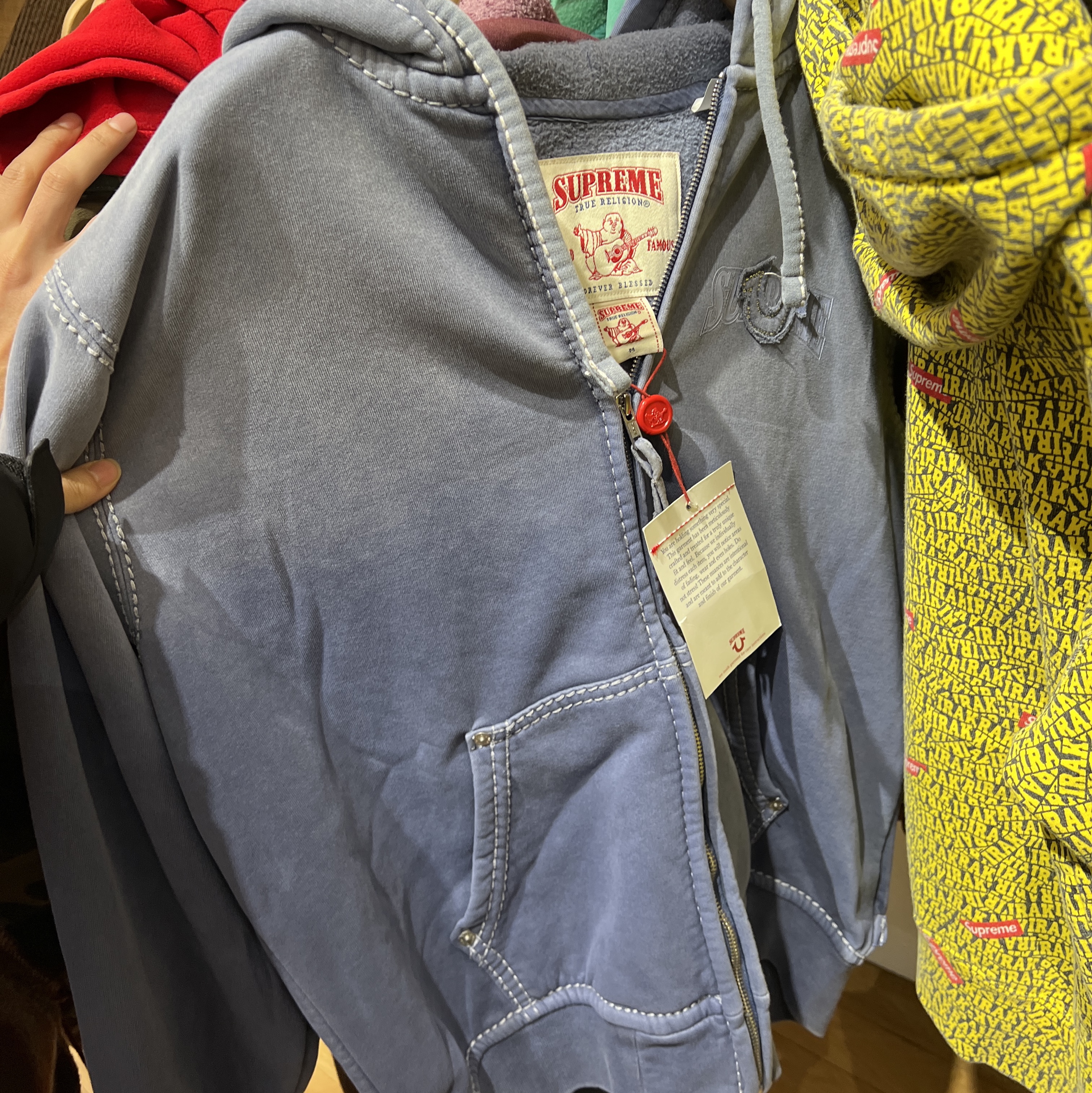 Supreme x True Religion Zip Up Hooded Sweatshirt Indigo - 22FW 착용 스타일