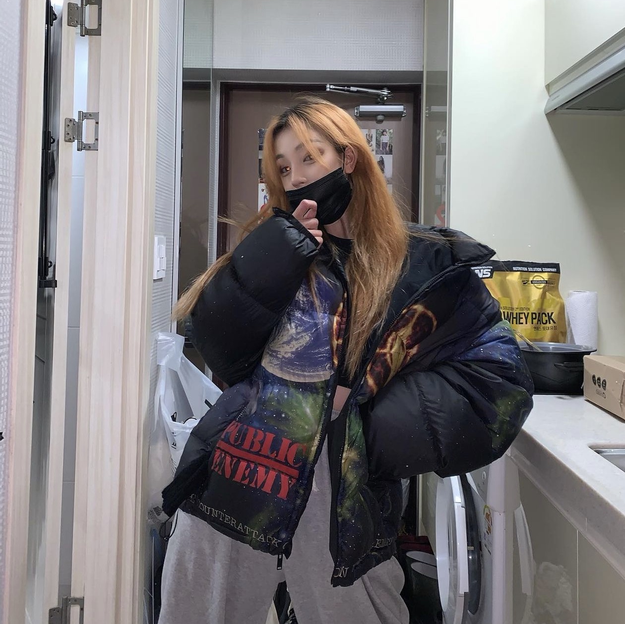 Supreme x Undercover Public Enemy Puffy Jacket Multi-Color - 18SS 착용 스타일 - 1