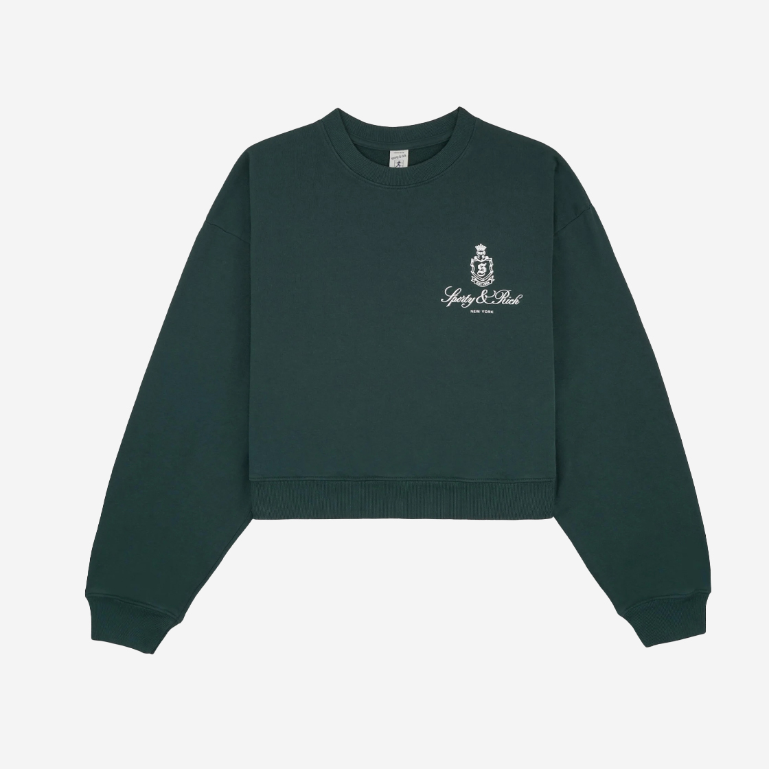 CRAW2365FO Sporty & Rich Vendome Cropped Crewneck Forest