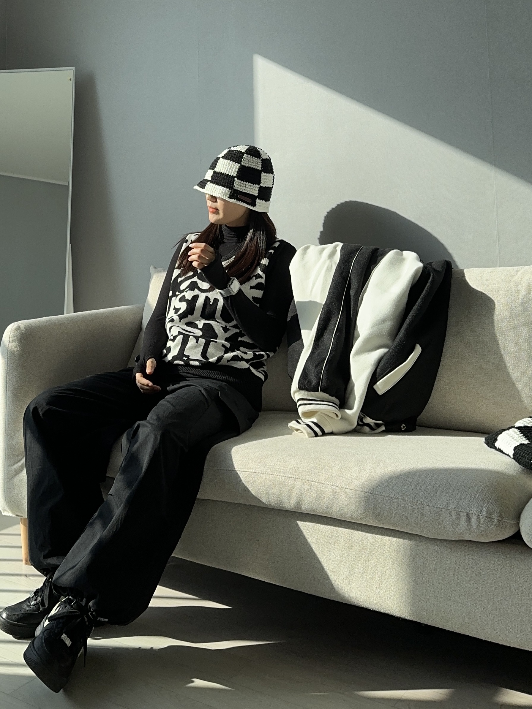 Nike x Ambush Air Force 1 Low SP Black, Stussy Stacked Sweater Vest Ivory 착용 스타일 - 3