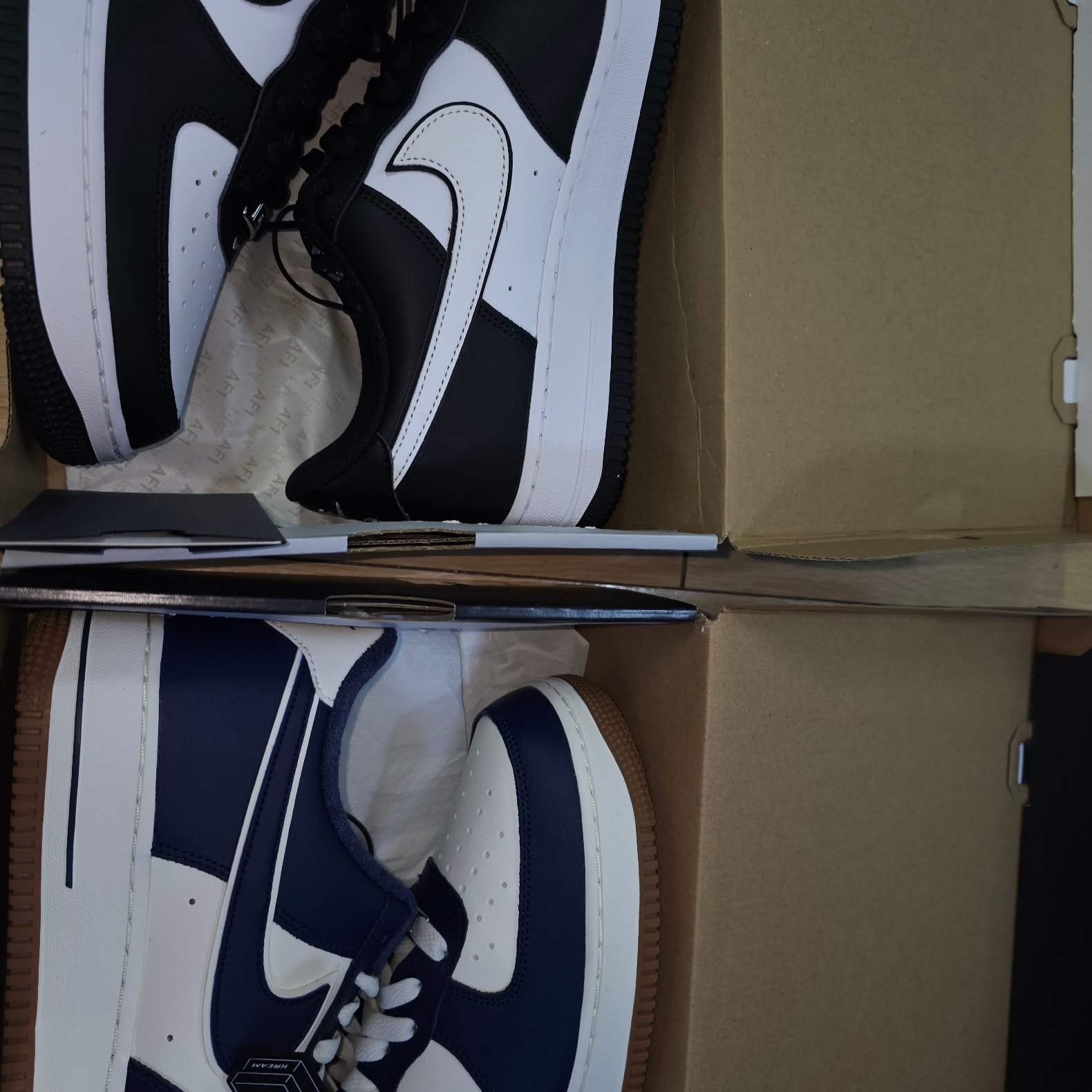 Nike Air Force 1 '07 Black White, Nike Air Force 1 '07 LV8 Midnight Navy 착용 스타일
