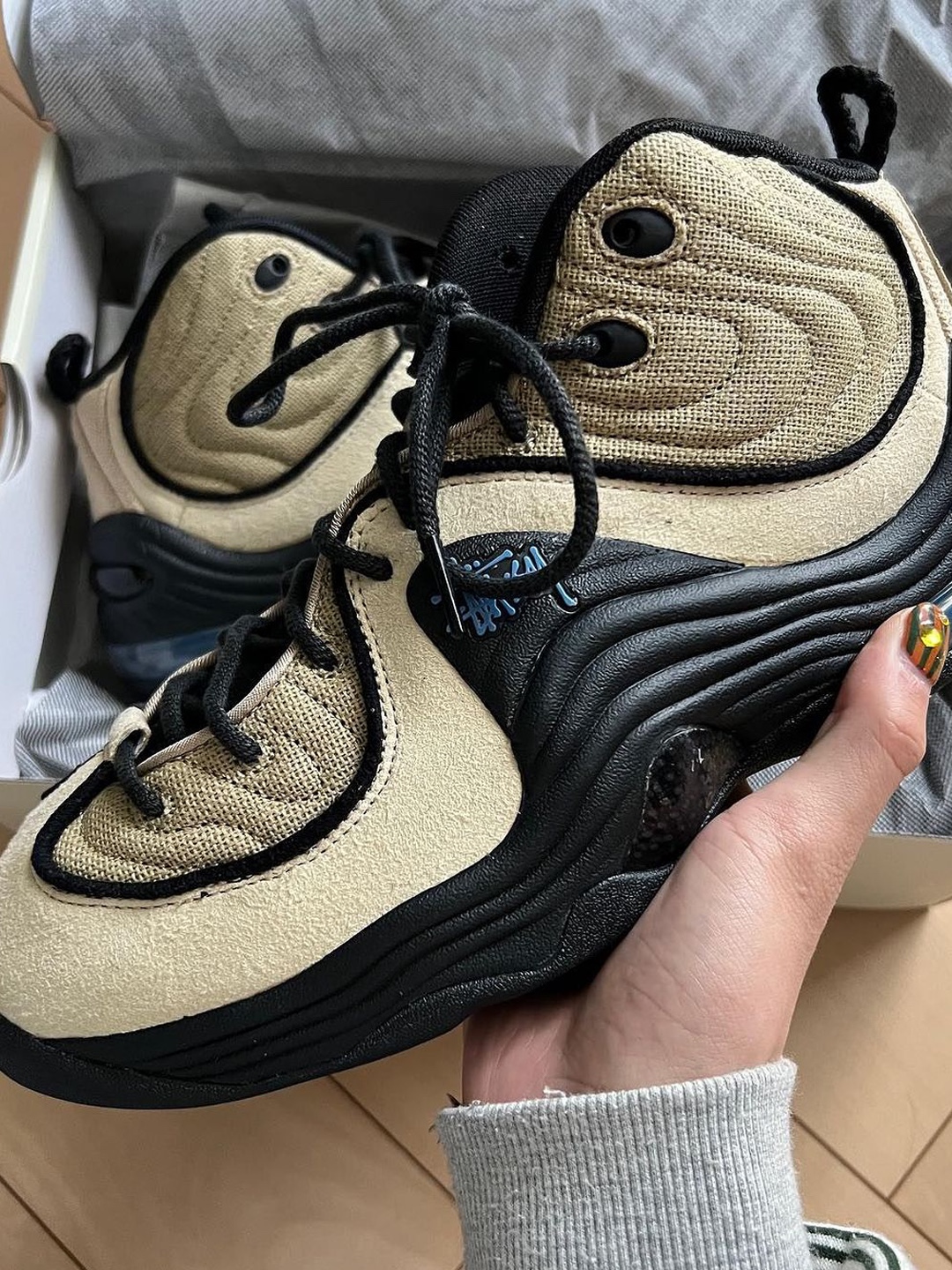Nike x Stussy Air Penny II Black, Nike x Stussy Air Penny II Fossil 착용 스타일 - 5