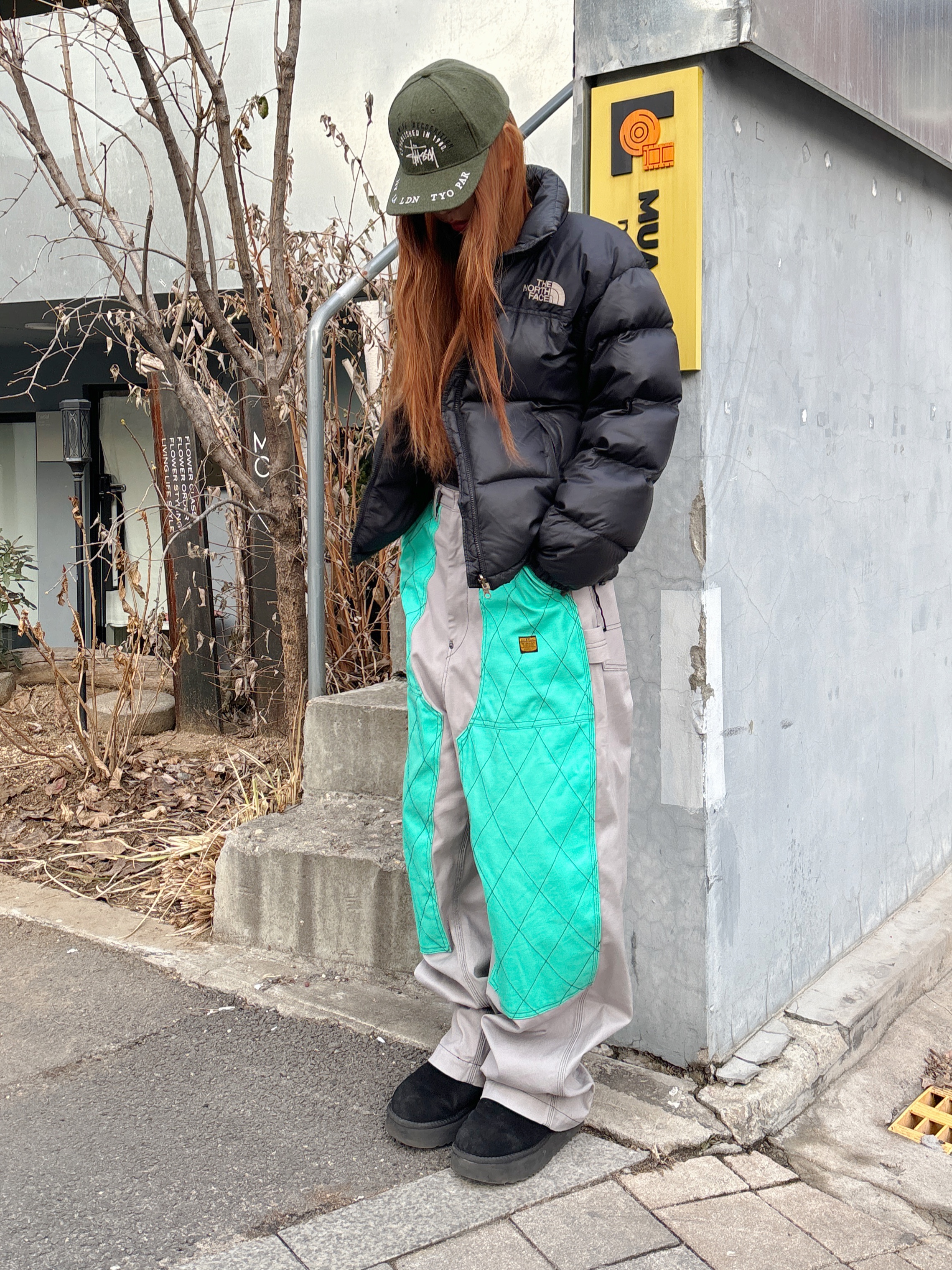 Stussy Worldwide Low Pro Cap Forest, The North Face 1996 Eco Nuptse Jacket Real Black 착용 스타일