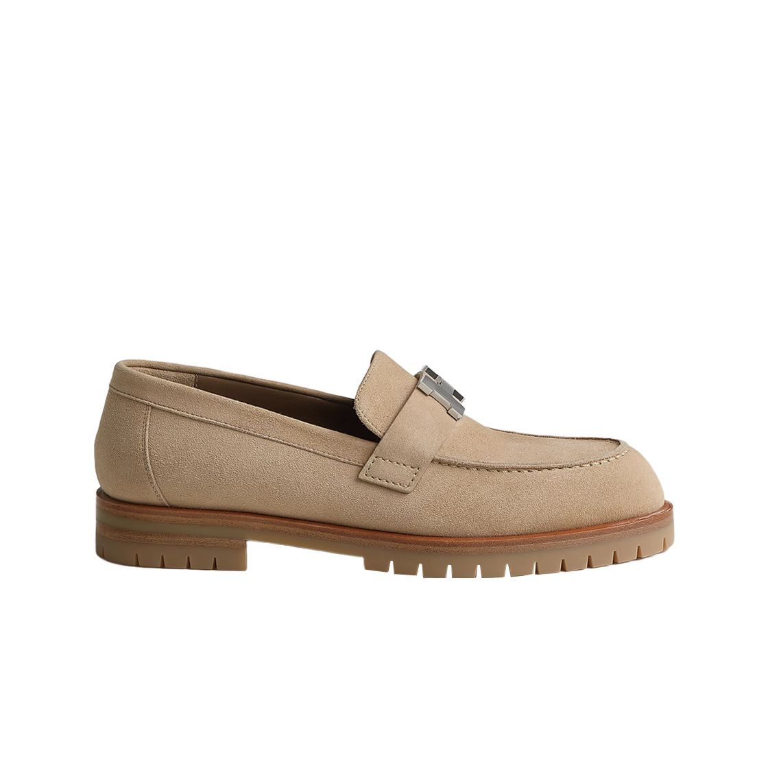 H222054Z1J (W) Hermes Faubourg Loafers Suede Goatskin & Beige Argile
