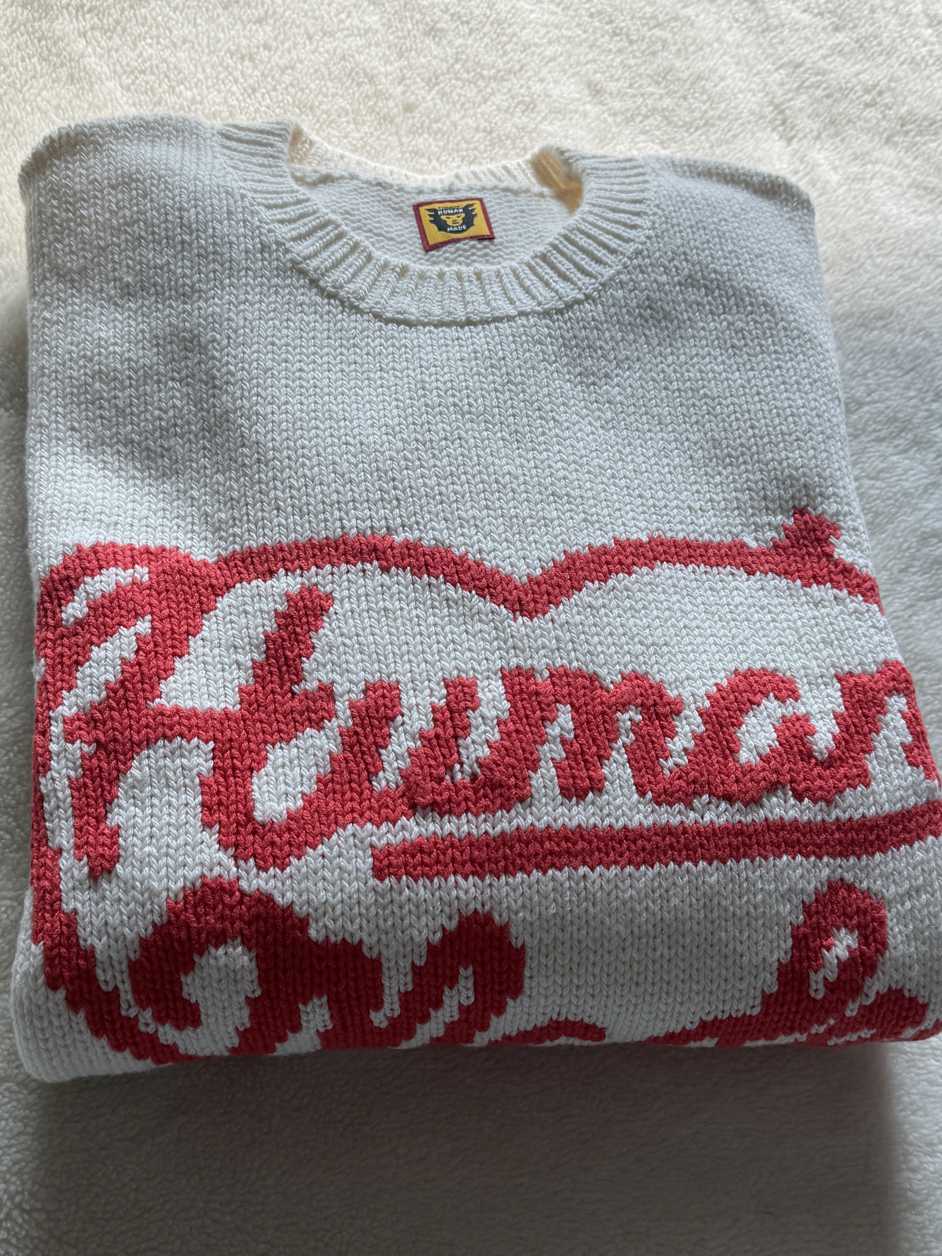 Human Made Low Gauge Knit Sweater White 착용 스타일 - 1