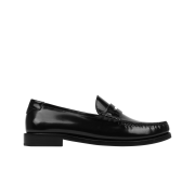 (W) Saint Laurent Le Loafer Penny Slippers in Tortoiseshell Patent Leather Black