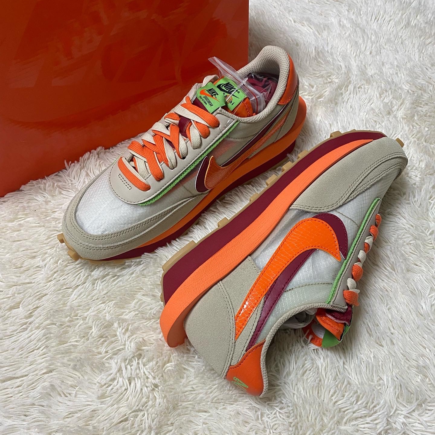 Nike x Sacai x Clot LDWaffle Orange Blaze 착용 스타일