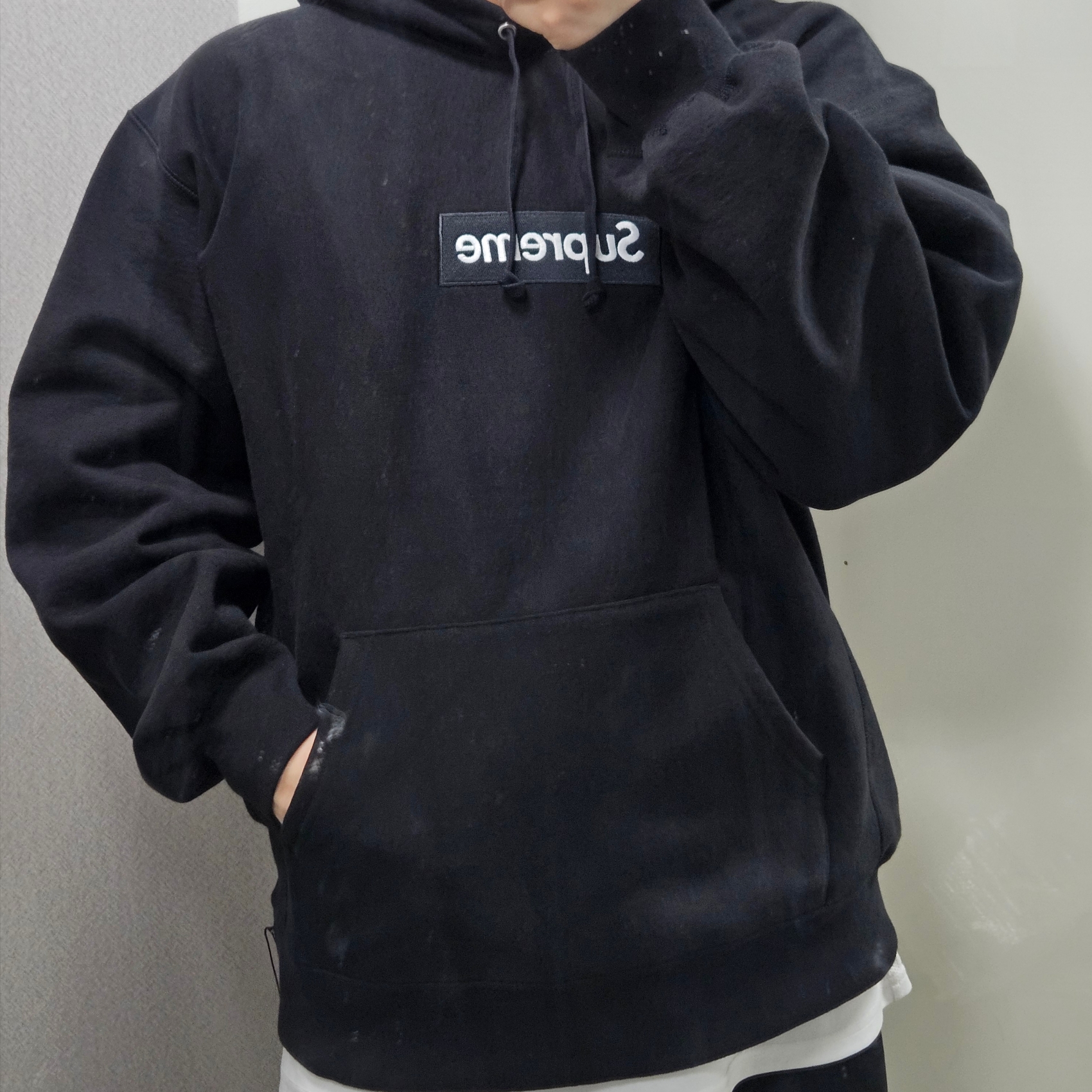 Supreme Box Logo Hooded Sweatshirt Black - 23FW 착용 스타일