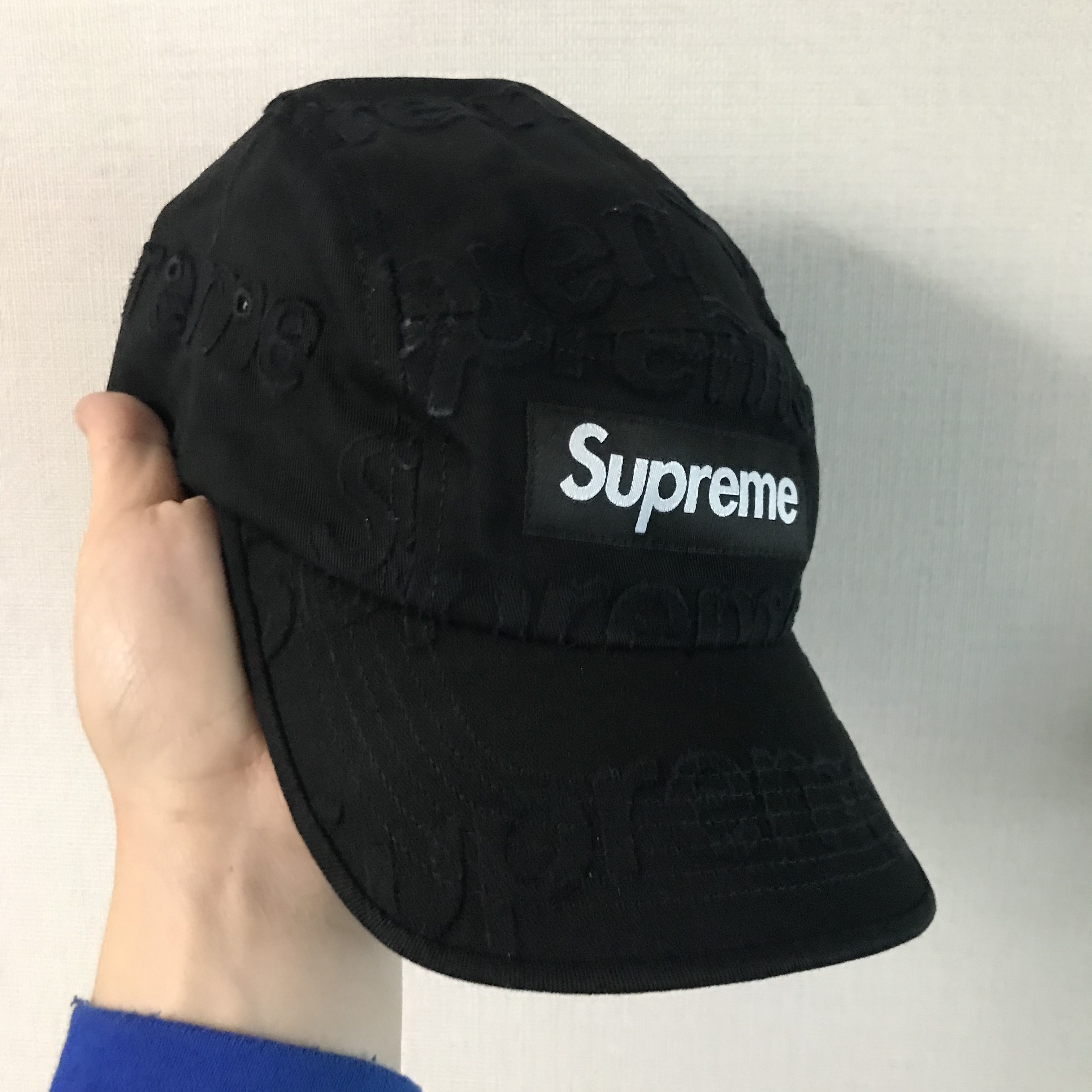 Supreme Lasered Twill Camp Cap Black - 23SS 착용 스타일