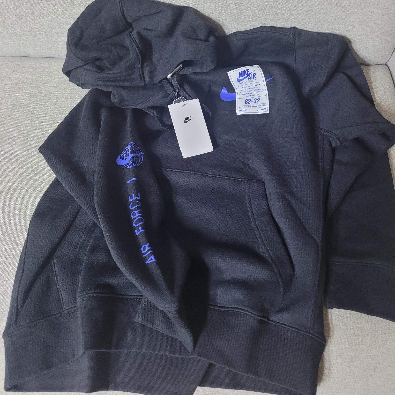 Nike NSW Air Force 1 Open Hoodie Black - Asia 착용 스타일