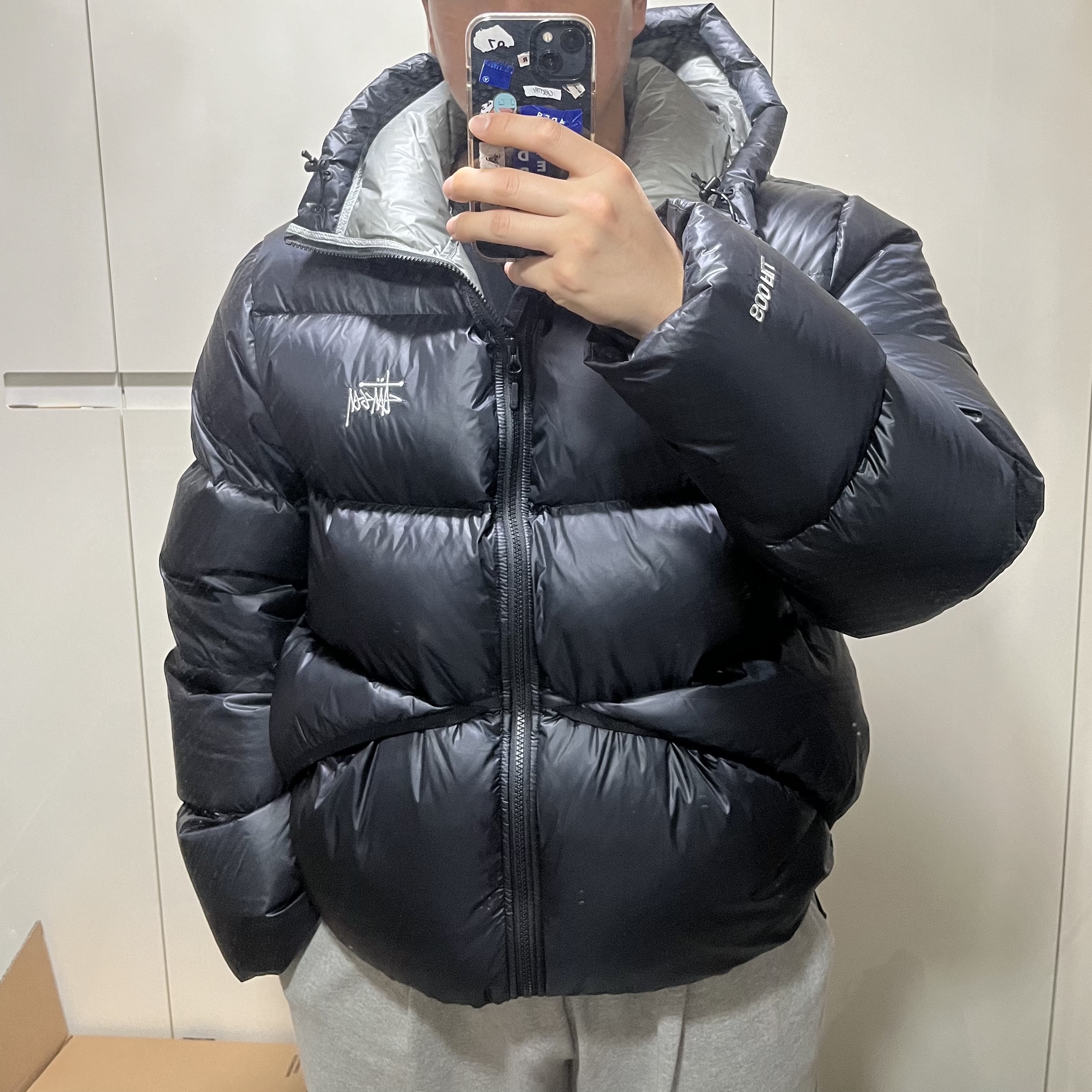 Stussy Down Parka Micro Ripstop Phantom Black 착용 스타일