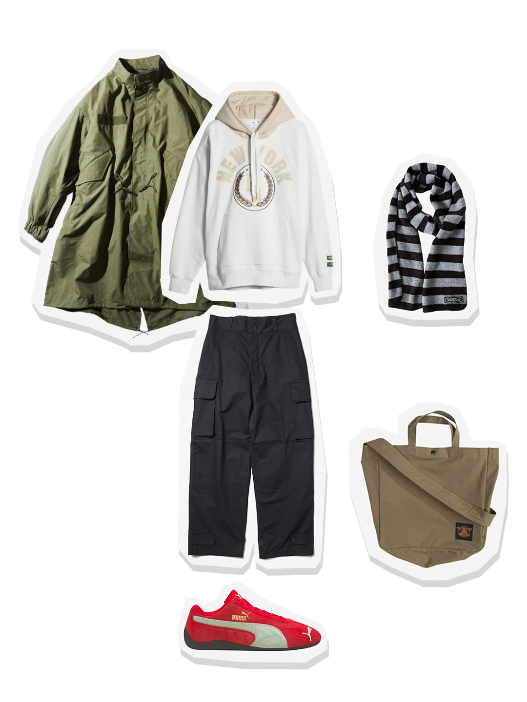 Freak's Store M-65 Mods Coat Liner Set Olive, Puma x Rhuigi Hoodie Sedate Gray 착용 스타일 - 1