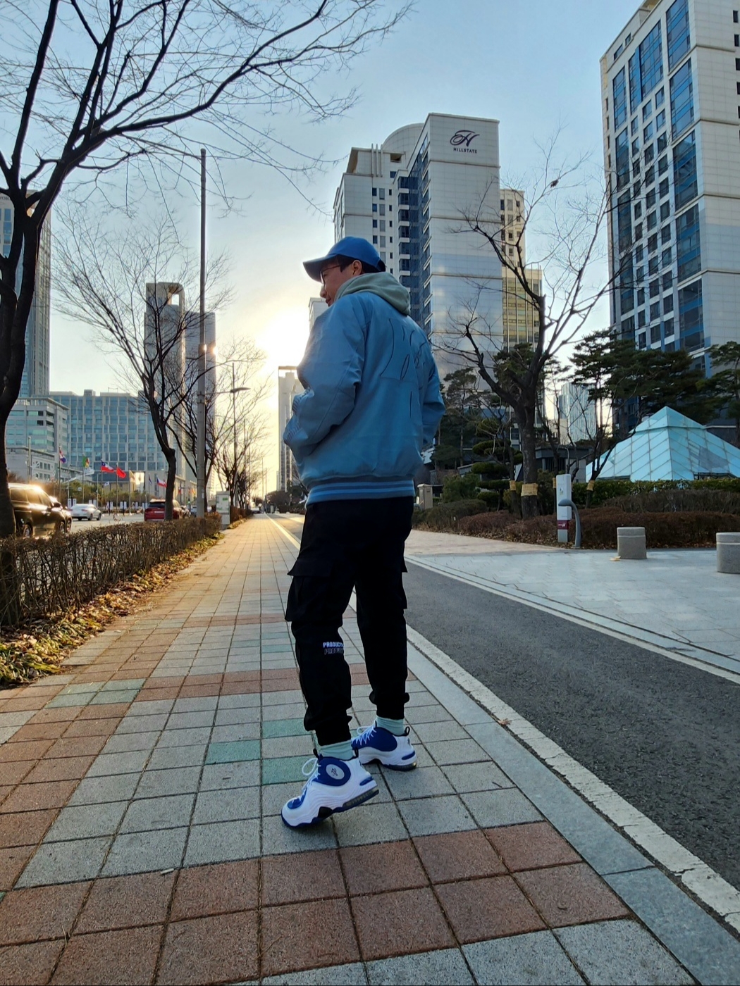 Nike Air Penny II Orlando 2015, Emis New Logo Ball Cap Light Blue 착용 스타일