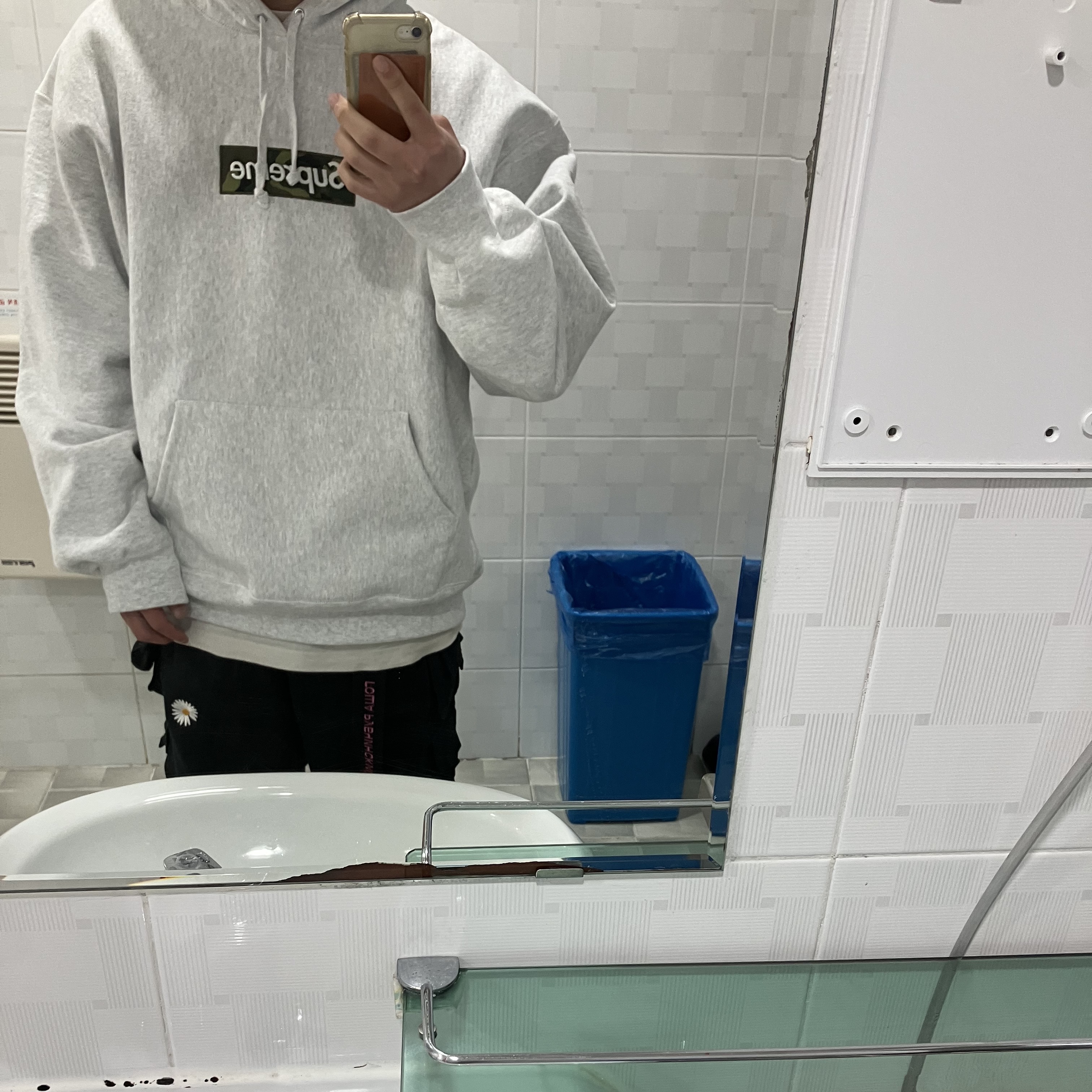 Supreme Box Logo Hooded Sweatshirt Ash Grey - 23FW 착용 스타일