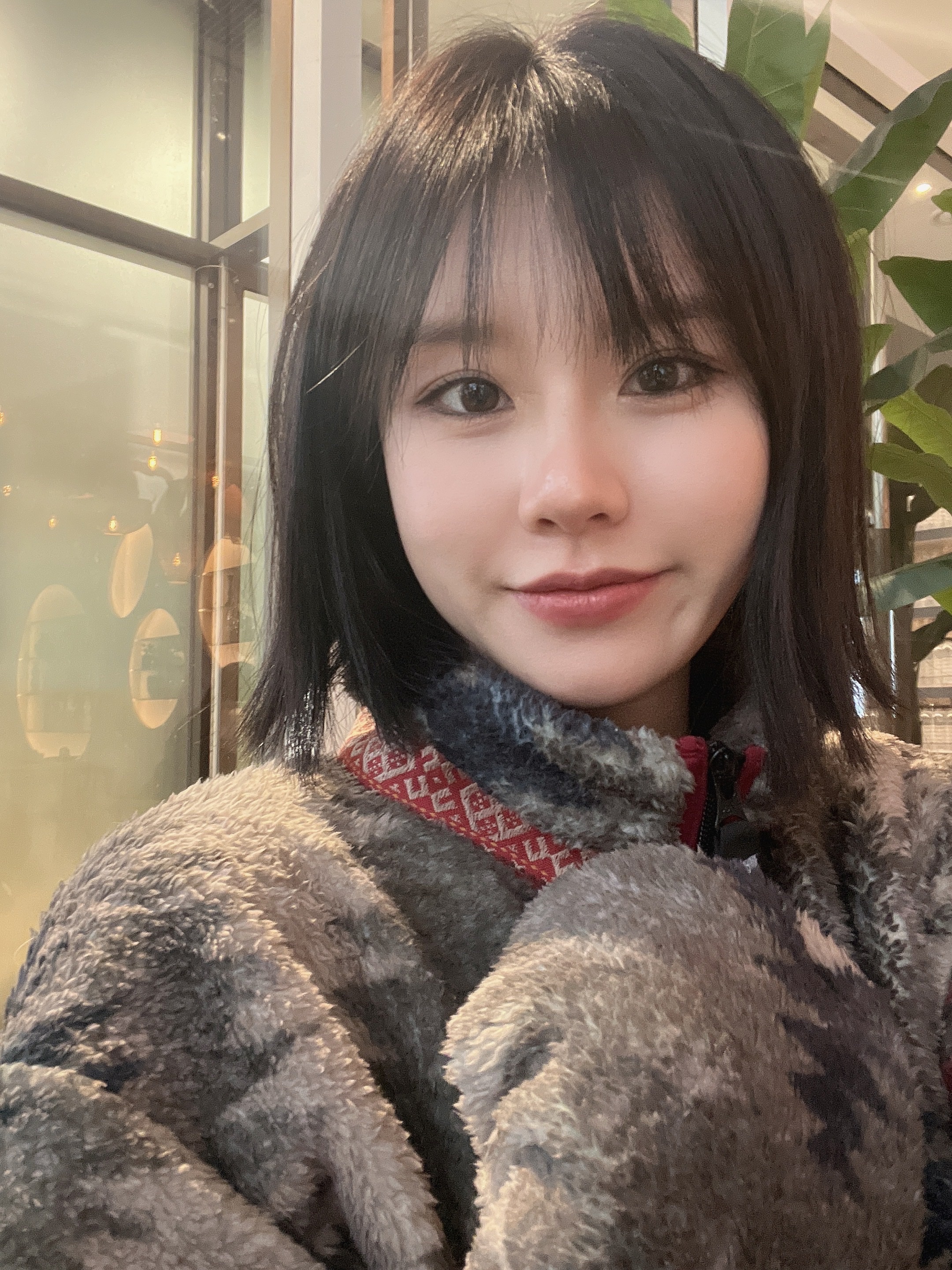 캐피탈 썬더 마더 패턴 플리스 집 블루종 그레이 베이지 착용 스타일 - 1