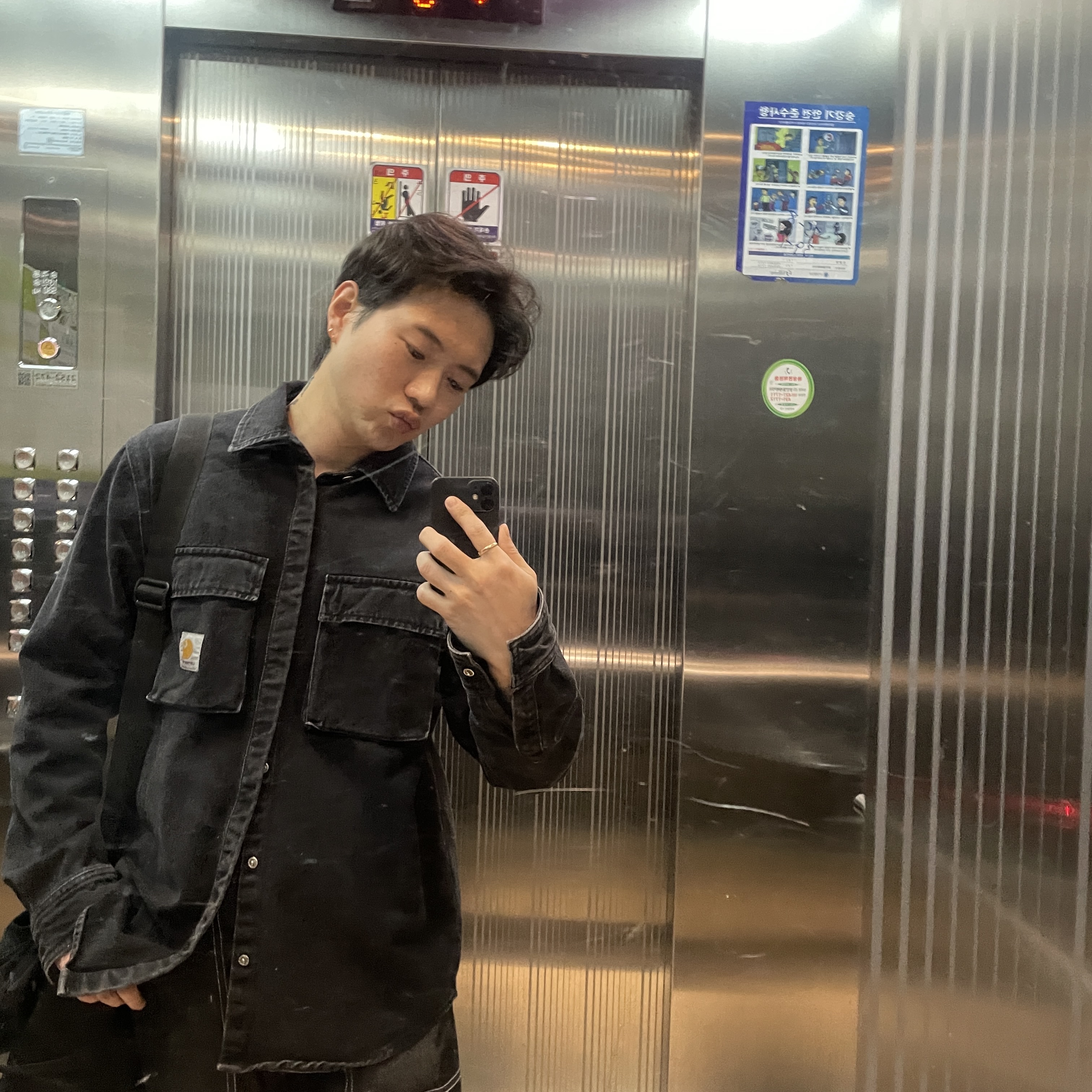 Carhartt WIP Organic Cotton Dearborn Canvas OG Detroit Jacket Black Aged Canvas - Winter 착용 스타일