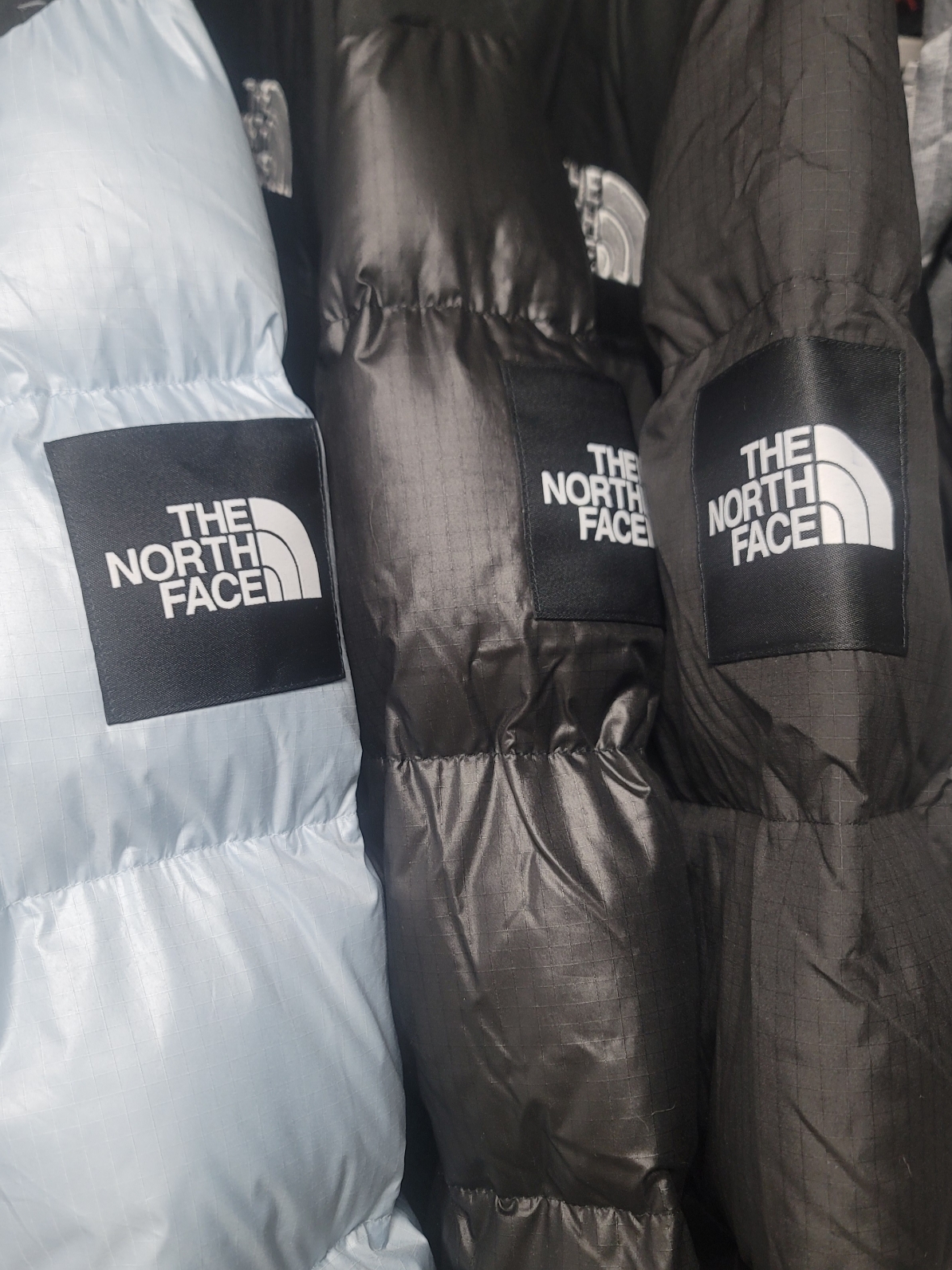 The North Face White Label Novelty Nuptse Down Jacket Sky Blue 착용 스타일