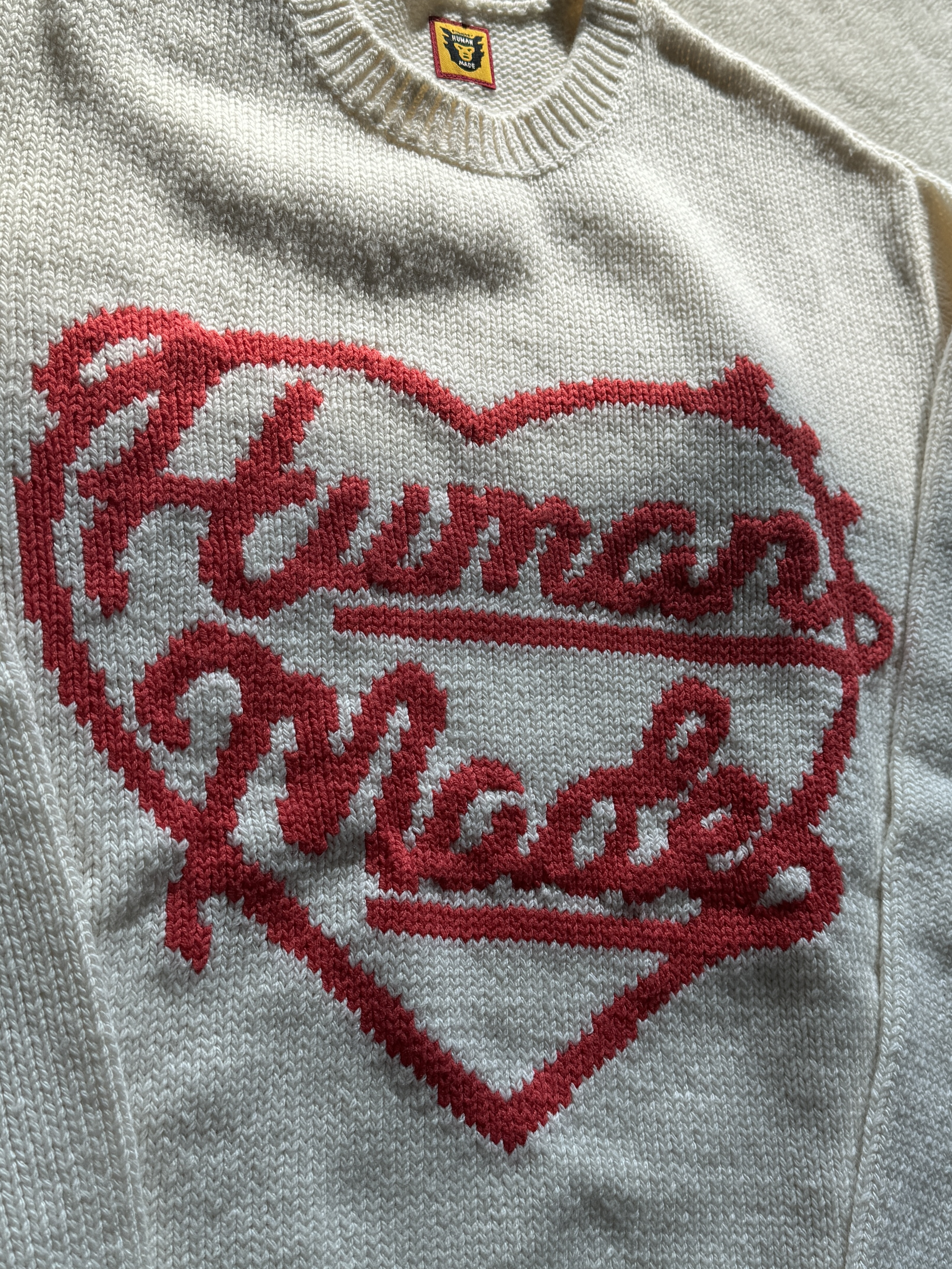 Human Made Low Gauge Knit Sweater White 착용 스타일 - 2