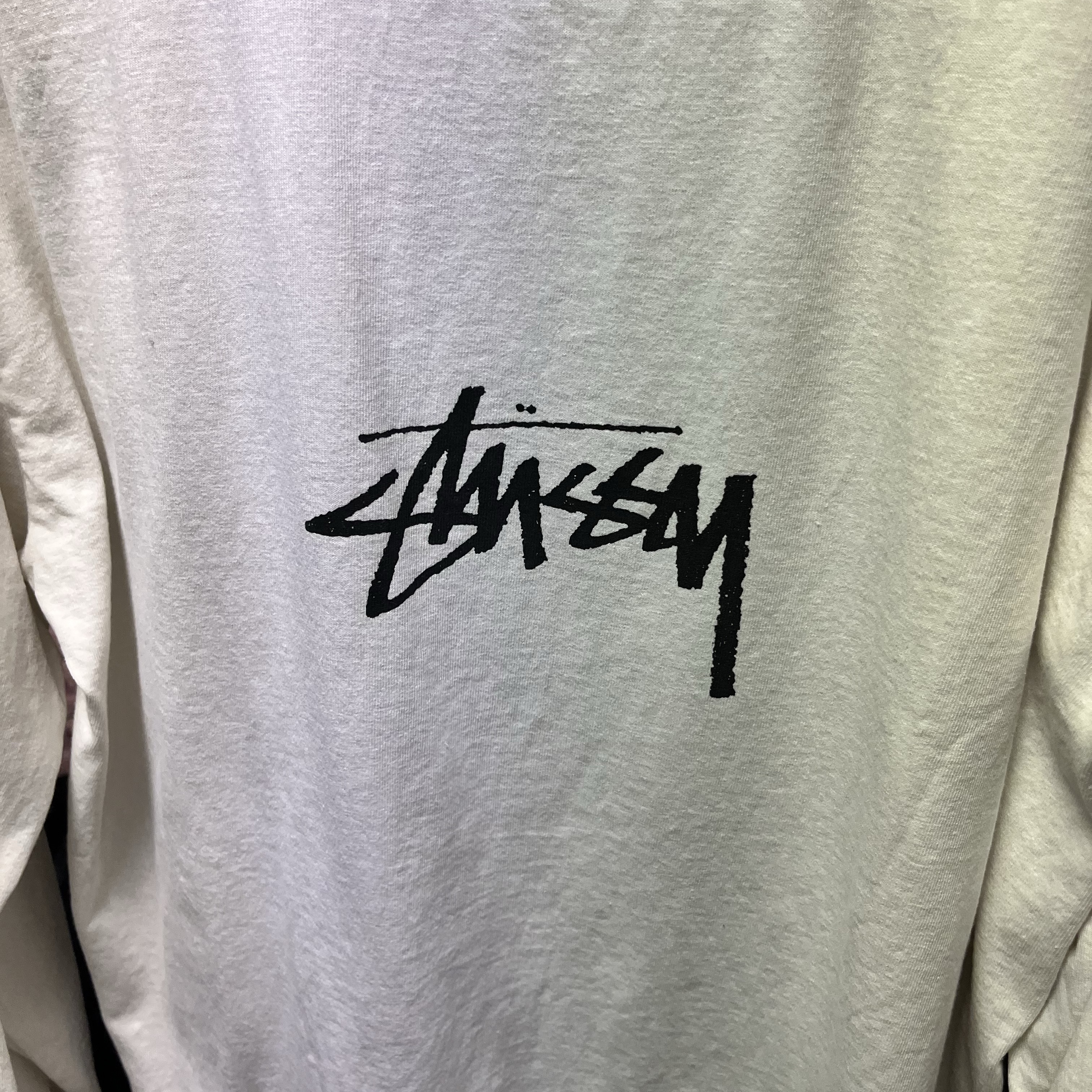 Stussy Small Stock LS T-Shirt Pigment Dyed Natural 착용 스타일