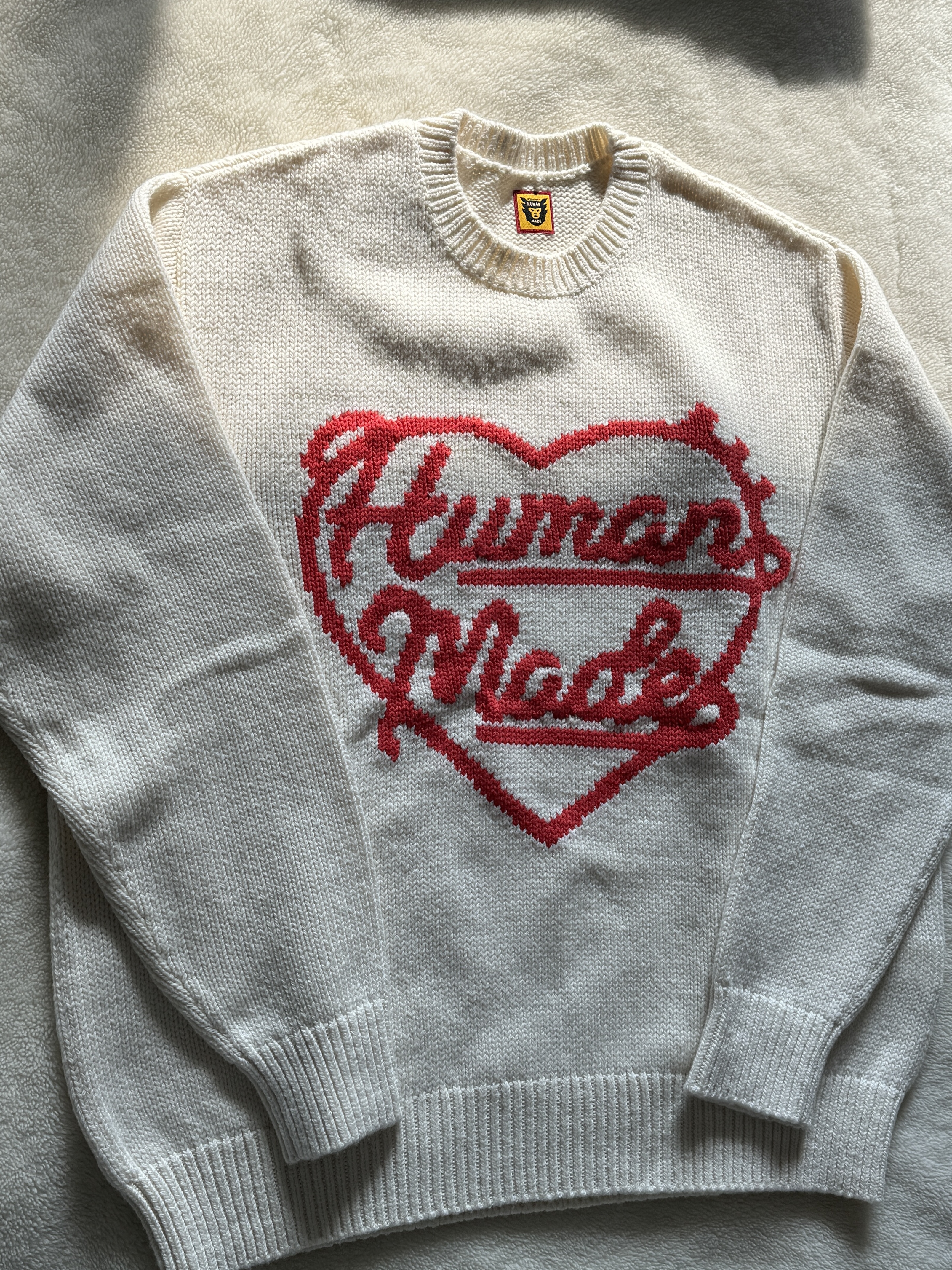 Human Made Low Gauge Knit Sweater White 착용 스타일 - 3