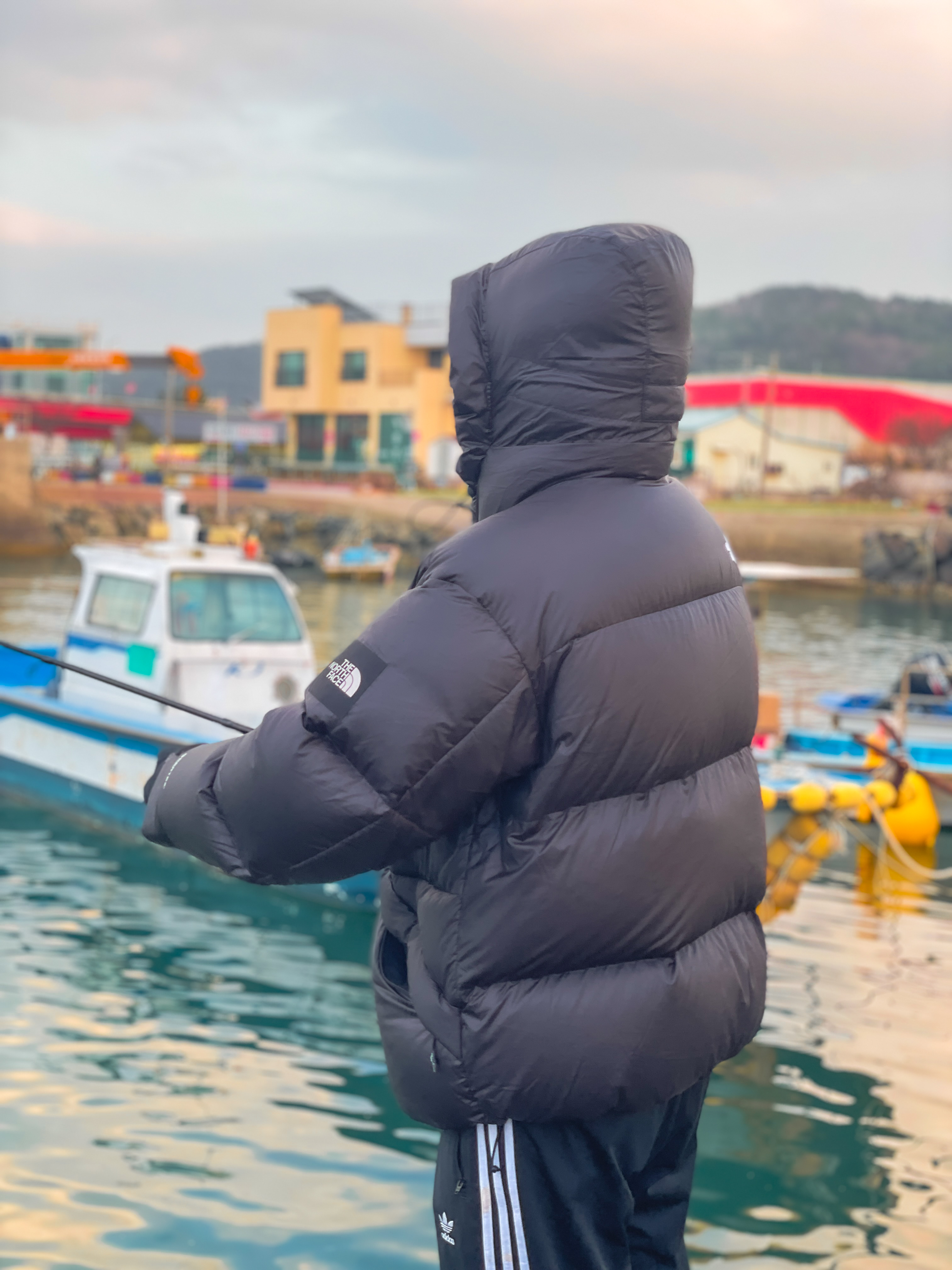 The North Face White Label Quantum Elberon Down Jacket Black 착용 스타일
