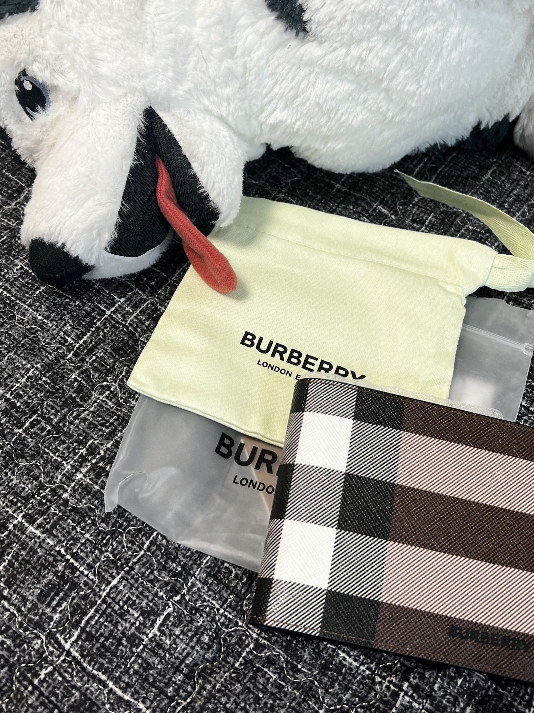 Burberry Check Leather International Bifold Wallet Dark Birch Brown 착용 스타일