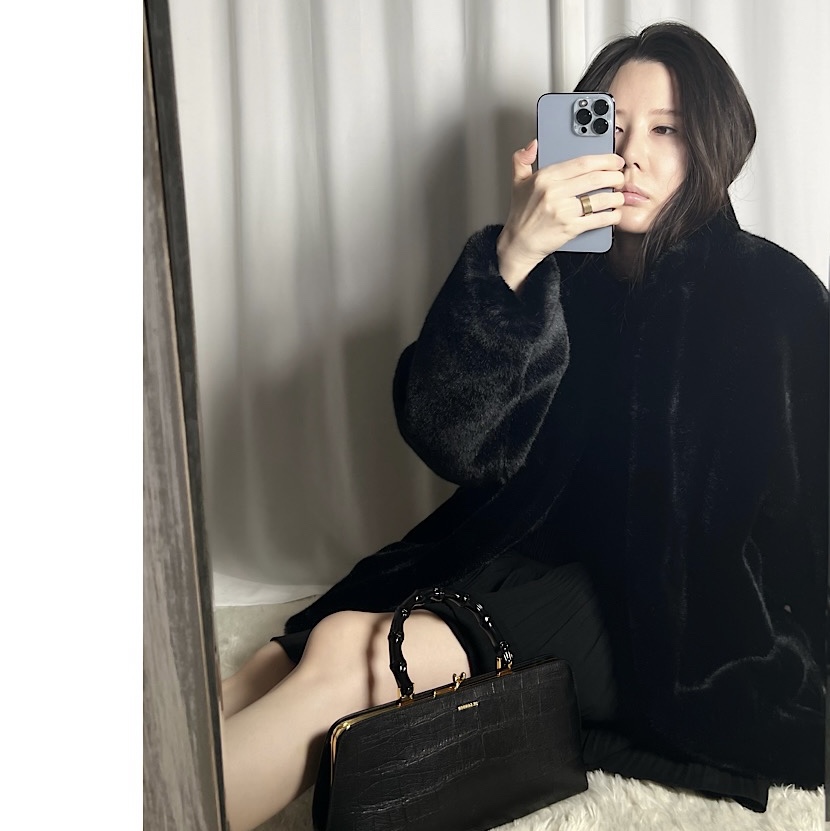 Jil Sander Goji Bamboo Small Black, Jil Sander Goji Bamboo Small Coconut 착용 스타일 - 2